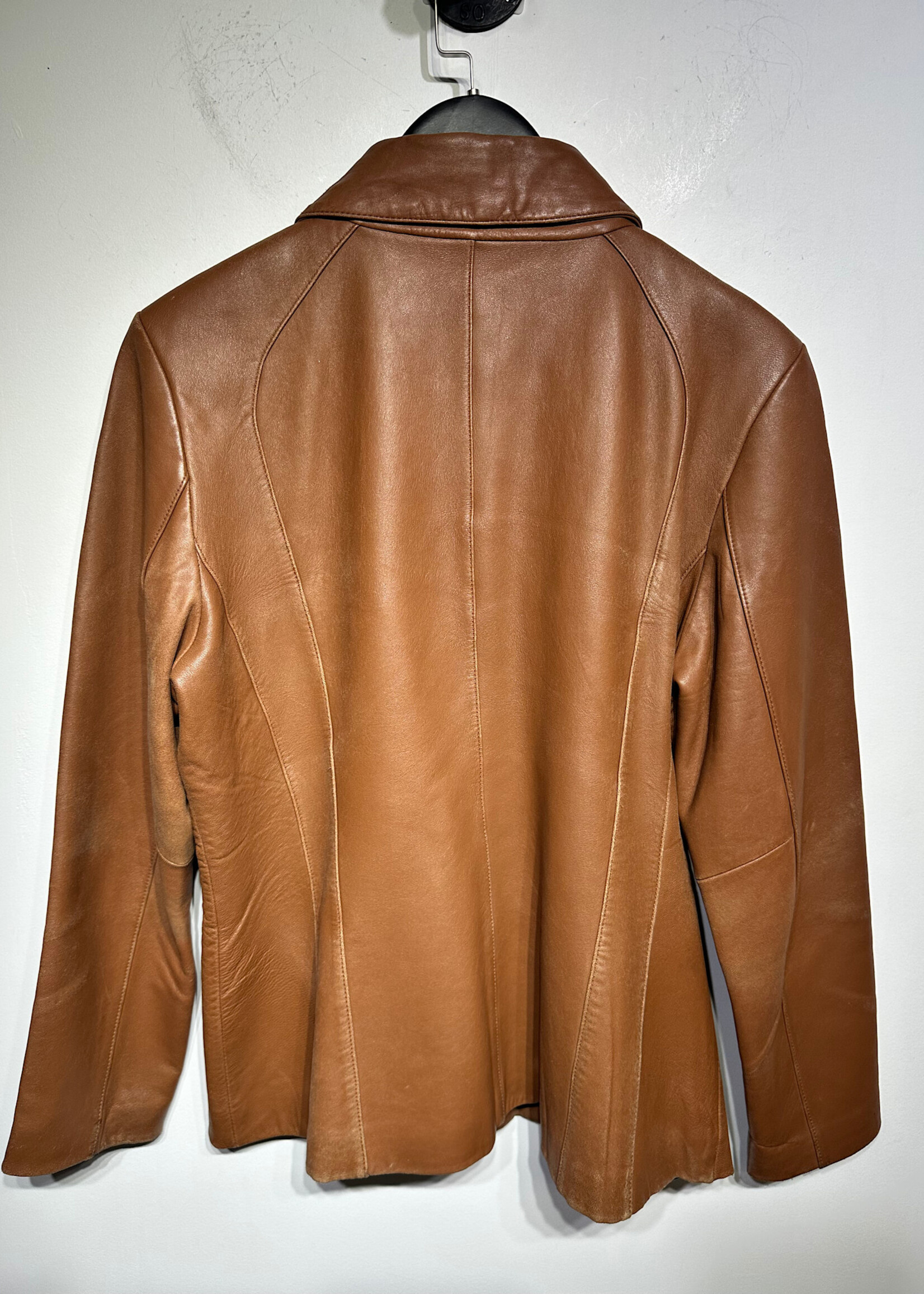 Prague Brown Leather Zip Jacket Fem L