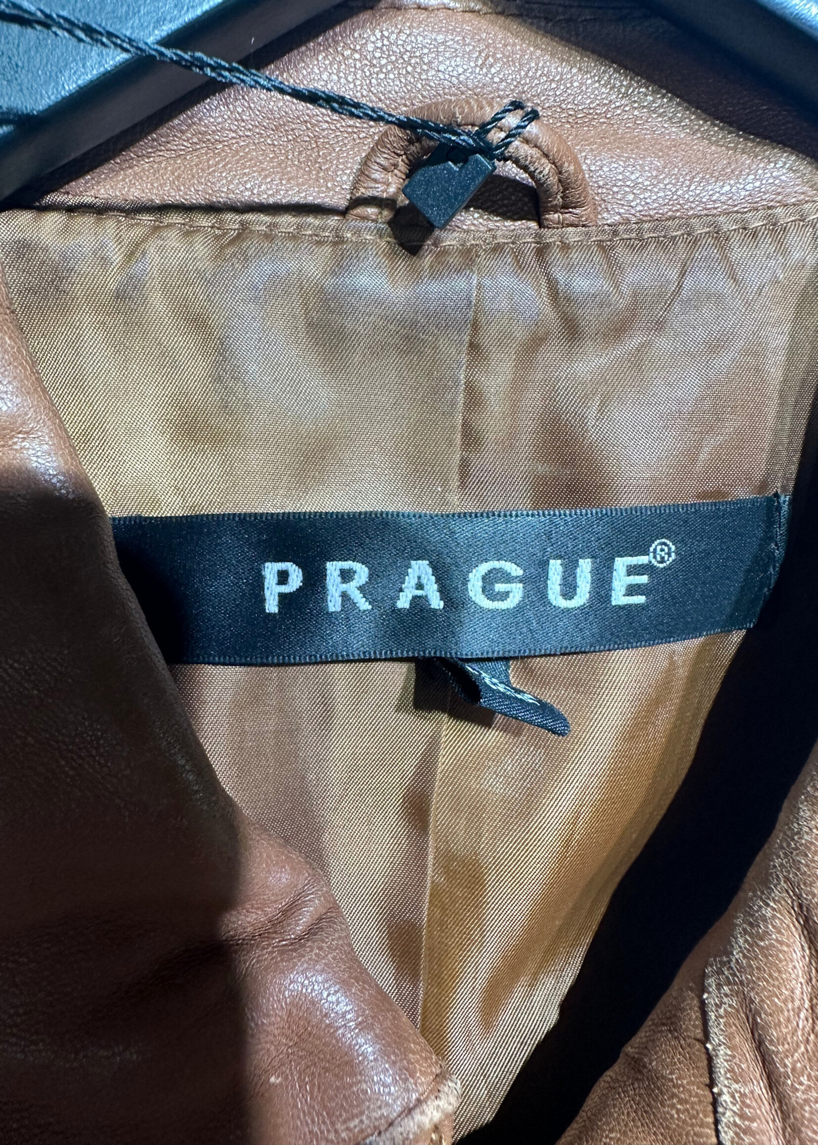 Prague Brown Leather Zip Jacket Fem L