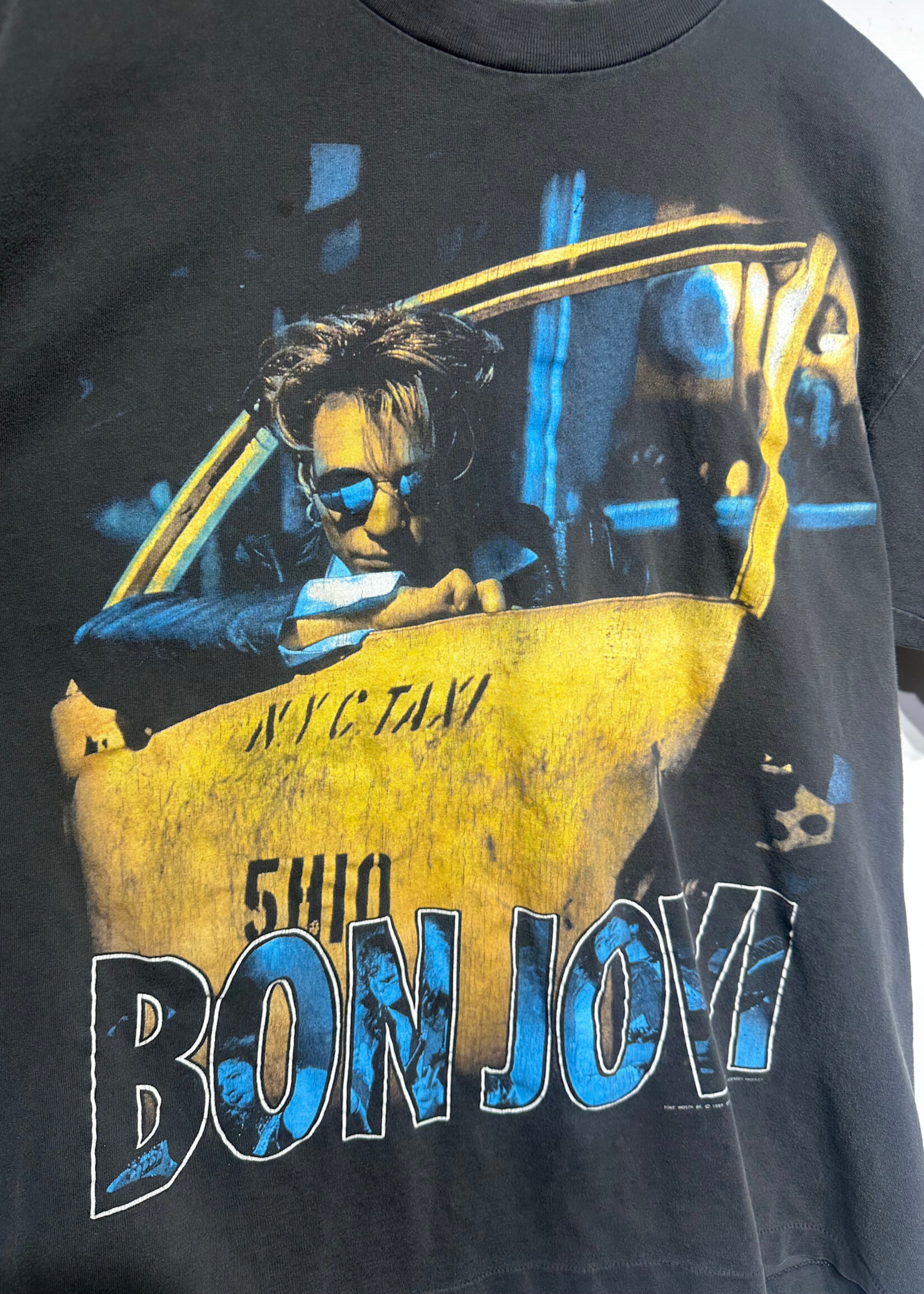 Bon Jovi Taxi Faded Black Tee L As Is