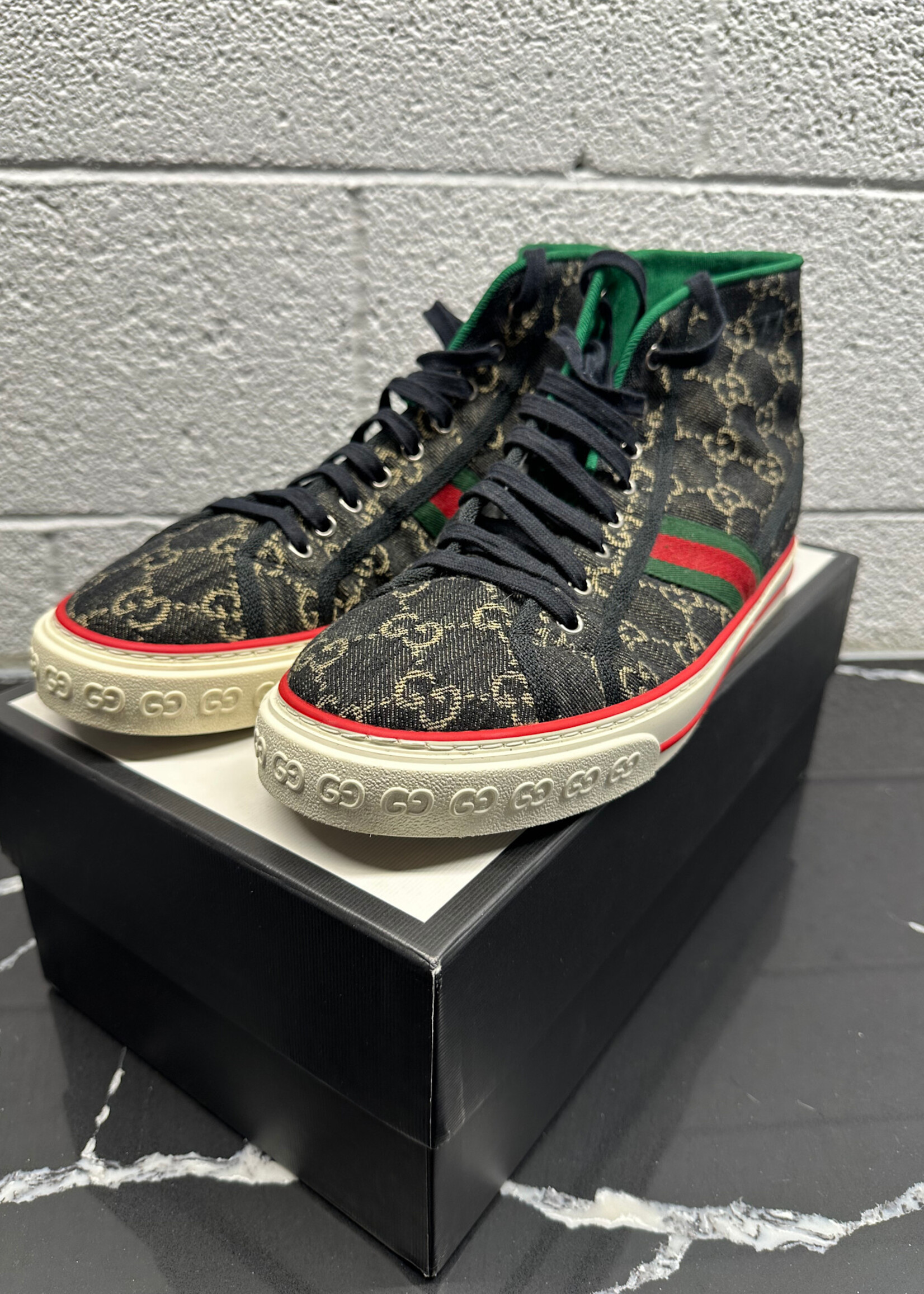 Gucci Black Monogram Tennis 1977 Hi Tops Fits Masc 11