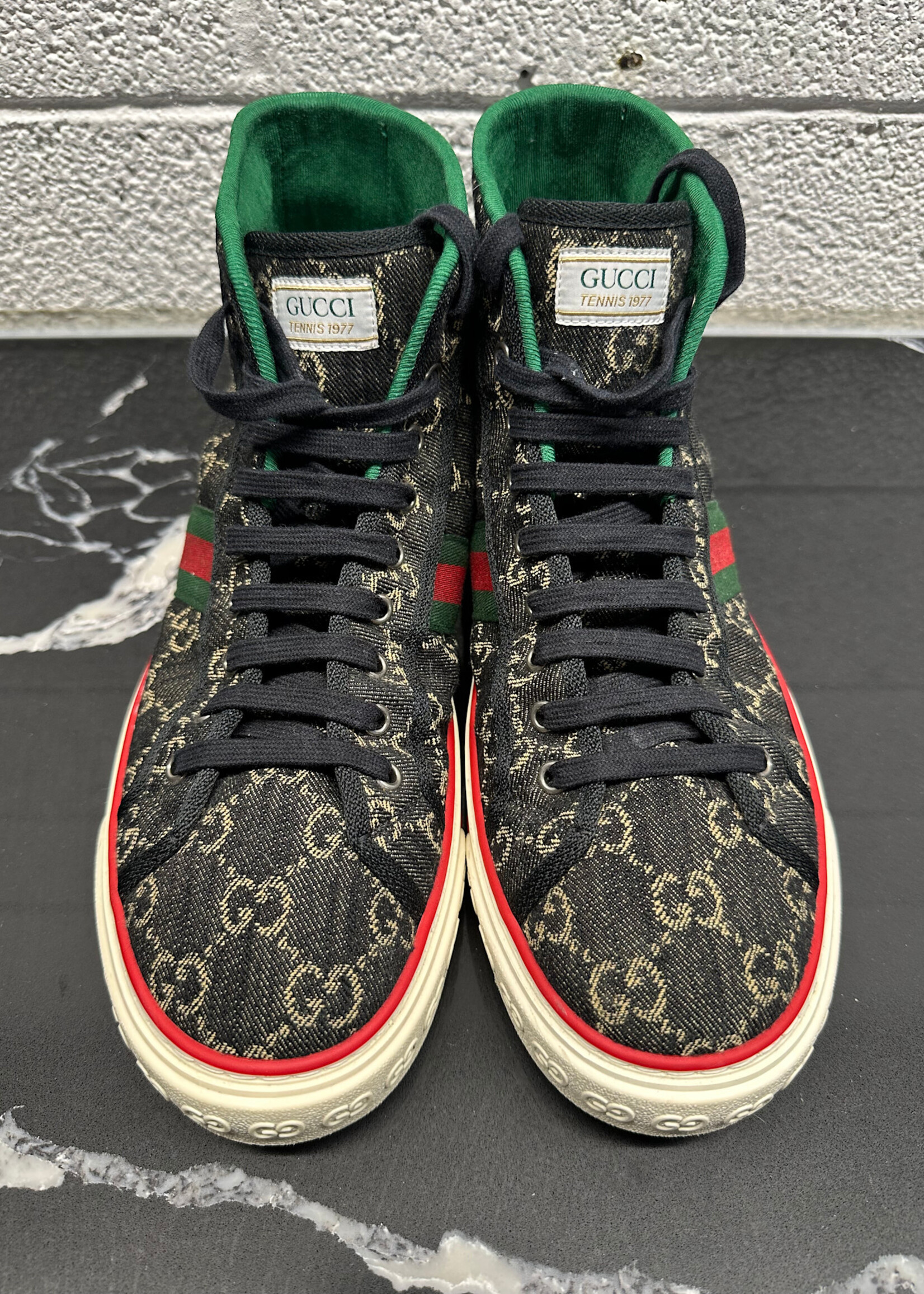 Gucci Black Monogram Tennis 1977 Hi Tops Fits Masc 11