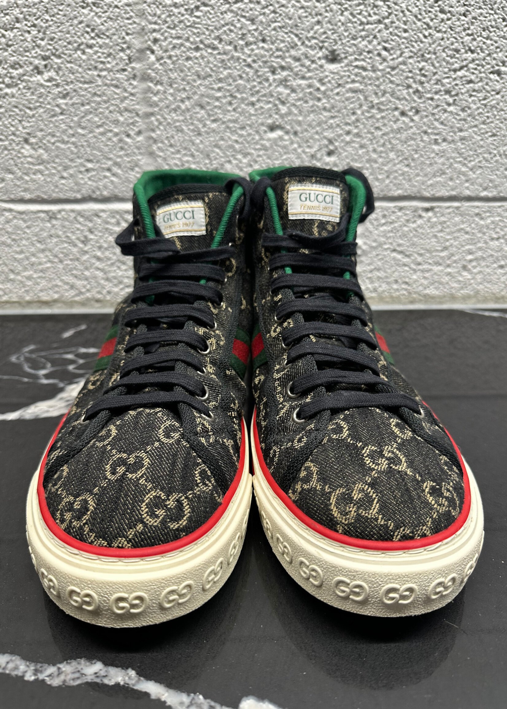 Gucci Black Monogram Tennis 1977 Hi Tops Fits Masc 11