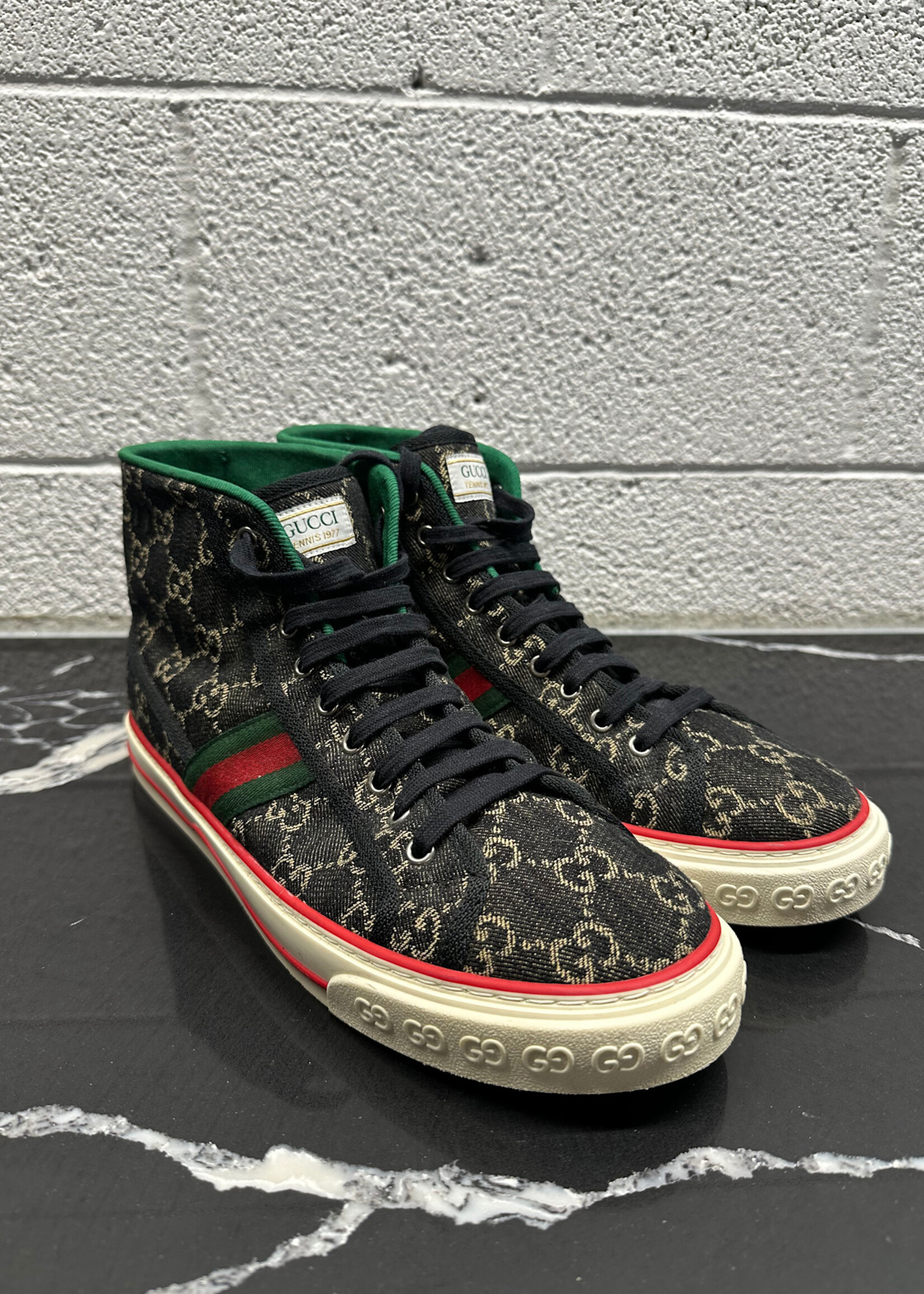Gucci Black Monogram Tennis 1977 Hi Tops Fits Masc 11