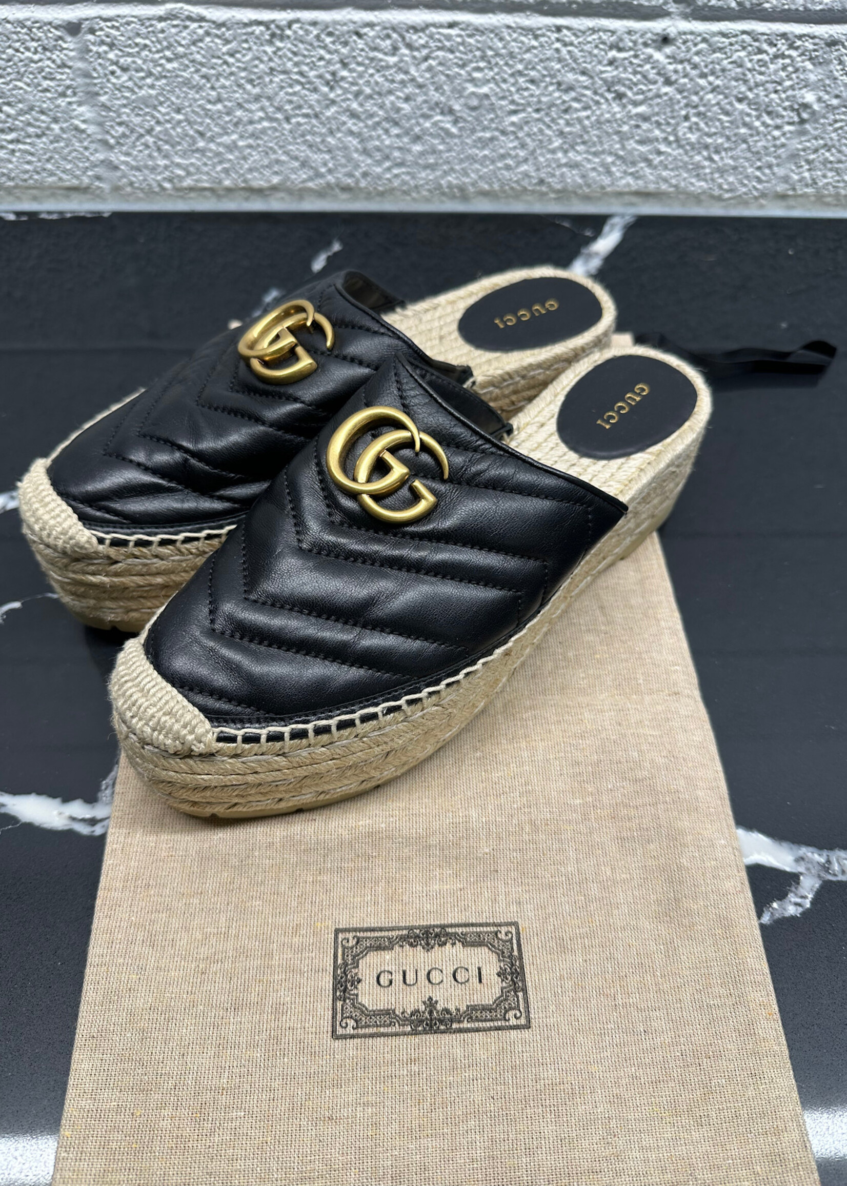 Gucci Black Platform Espadrilles 38/8