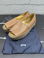 Prada Beige Leather Platform Espadrilles 8