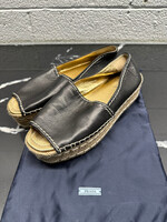 Prada Black Leather Platform Espadrilles 8