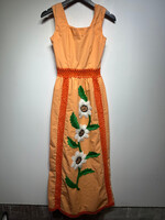 No Label 70s Peach Floral Dress XS