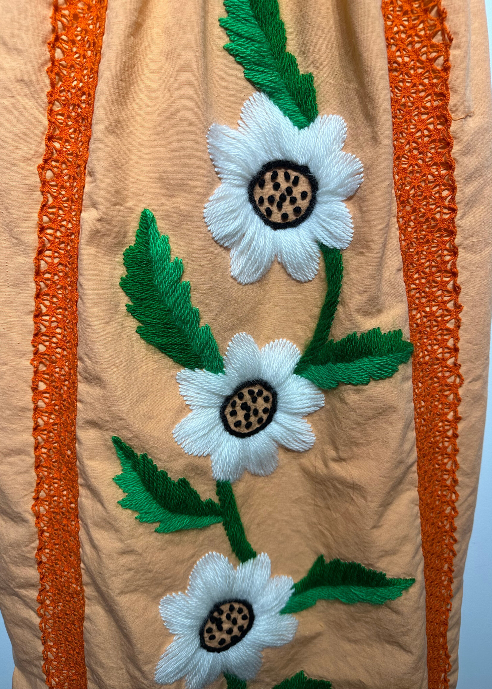 No Label 70s Peach Floral Dress XS