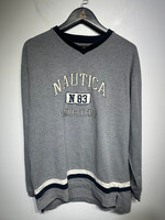 90s Nautica Grey V Neck Sweater L