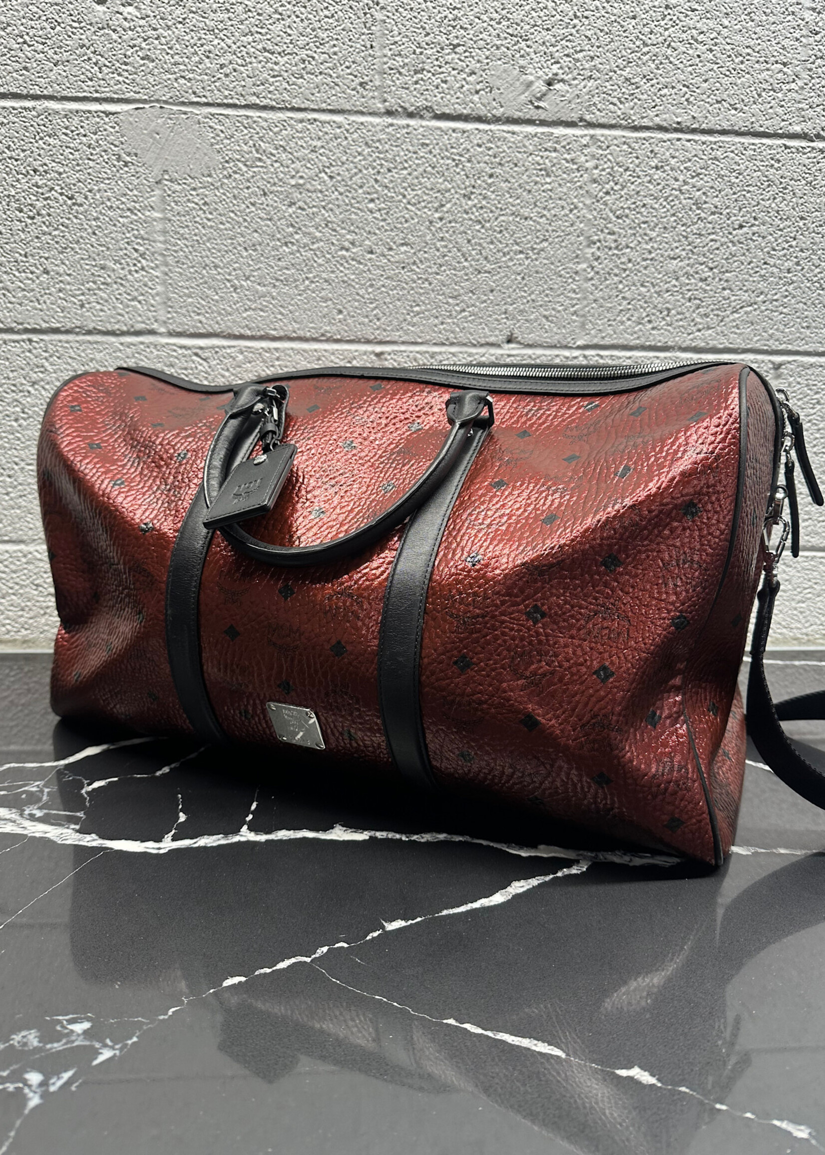 MCM Weekender Metallic Duffle Bag
