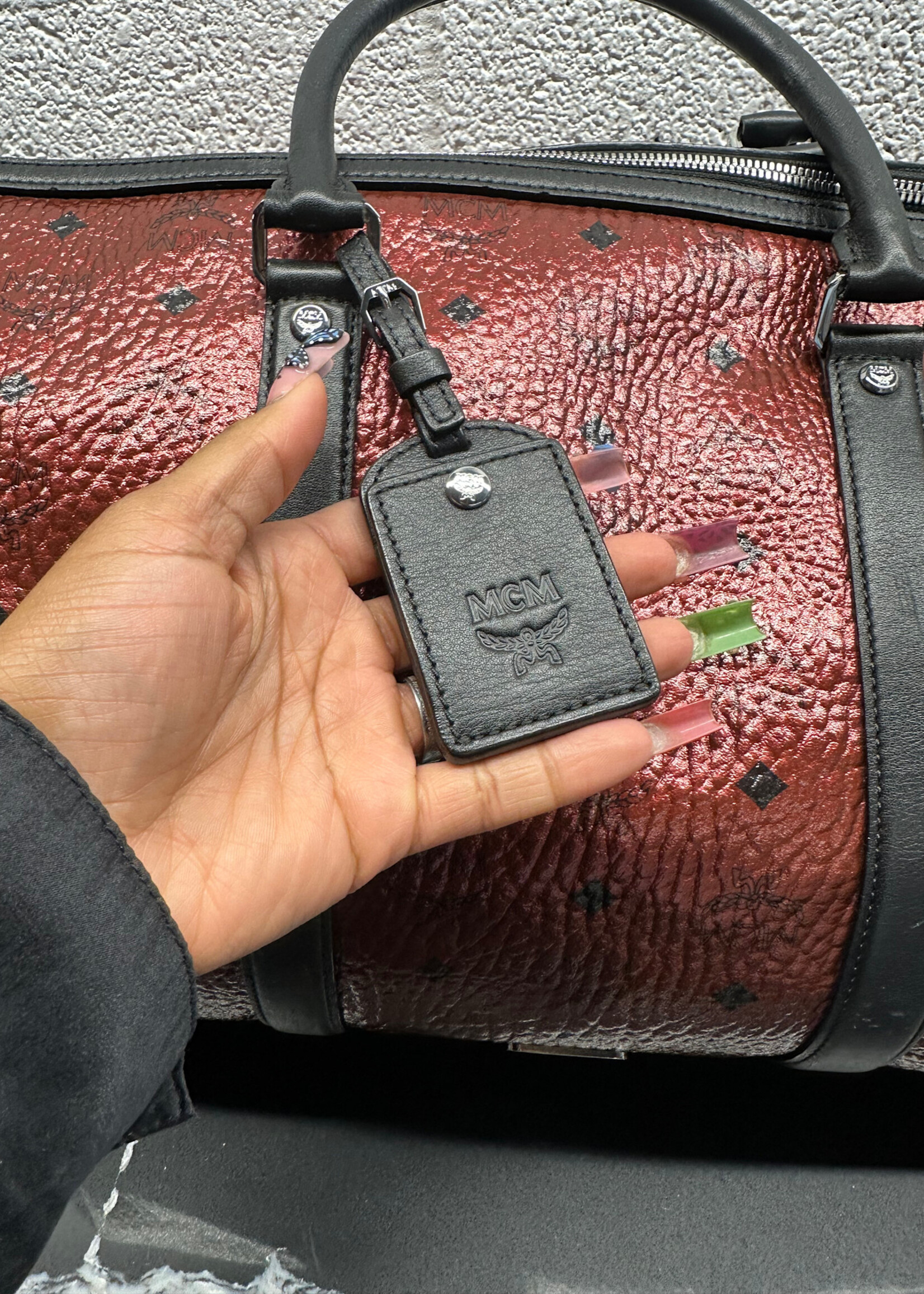 MCM Weekender Metallic Duffle Bag