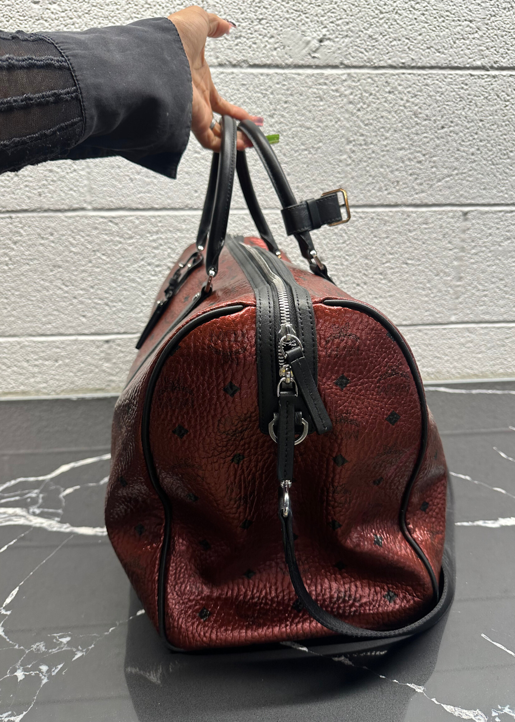 MCM Weekender Metallic Duffle Bag