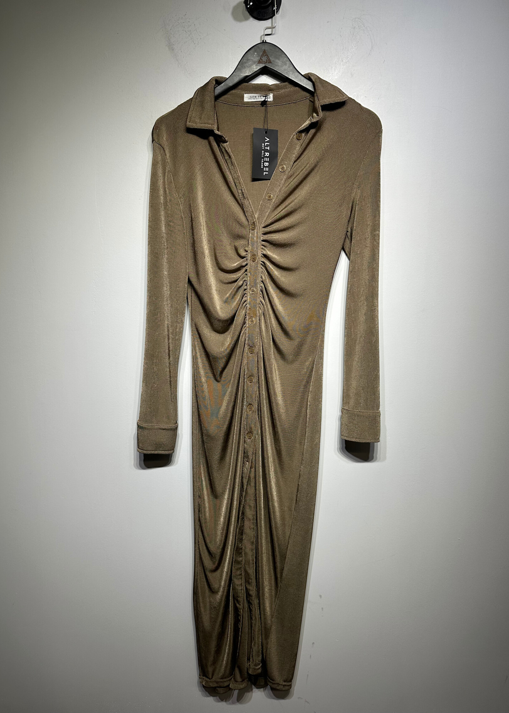 12th Tribe Tan Maxi LS Dress S