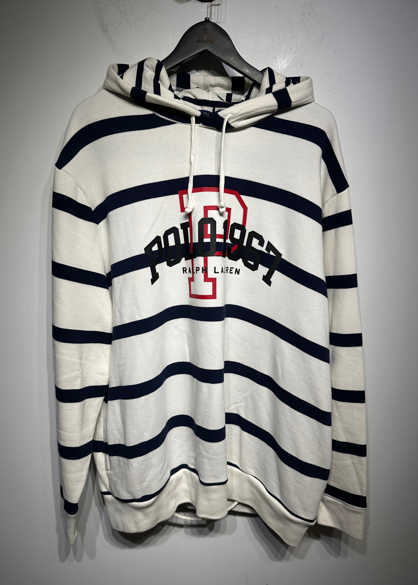 Polo RL White Navy Striped Hoodie XXL