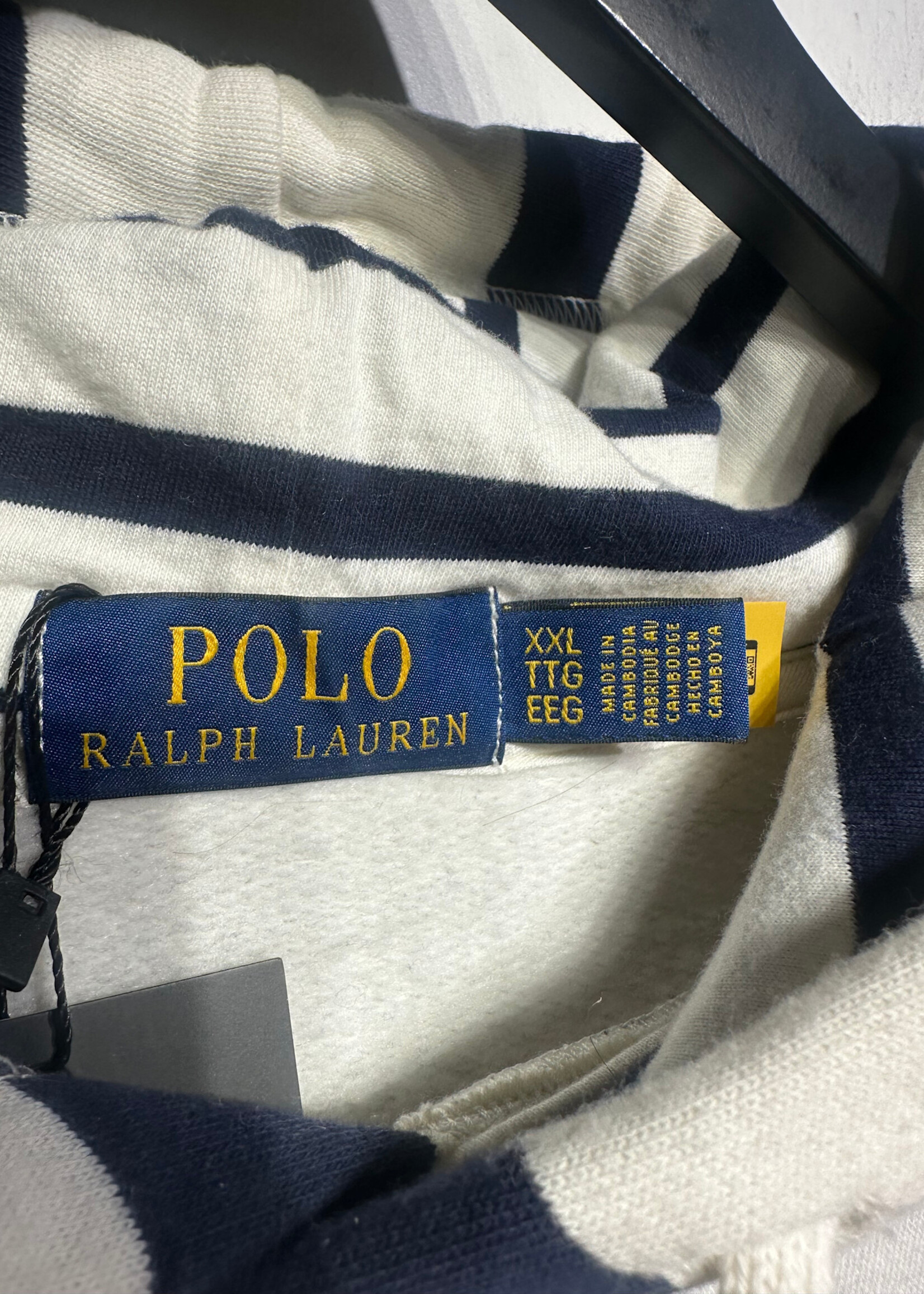 Polo RL White Navy Striped Hoodie XXL