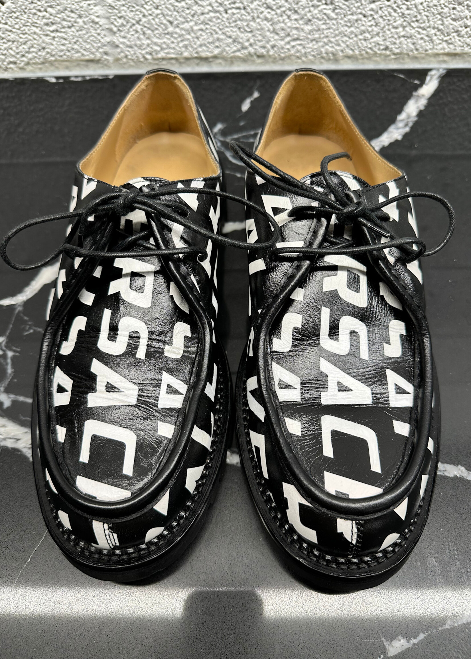Versace Spellout Black Leather Brogues 42/9