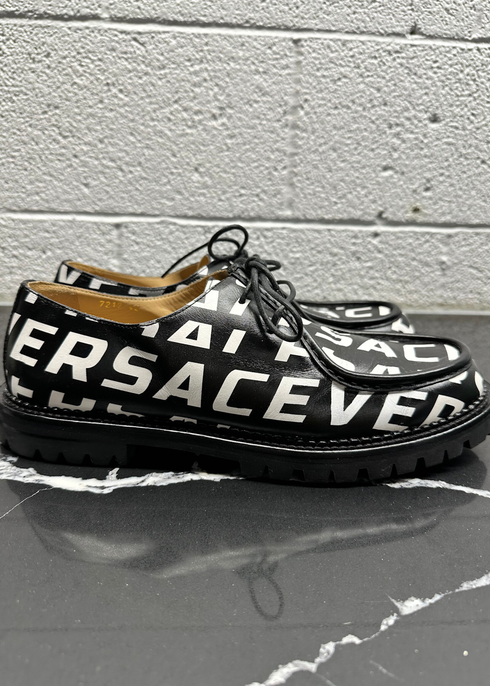 Versace Spellout Black Leather Brogues 42/9
