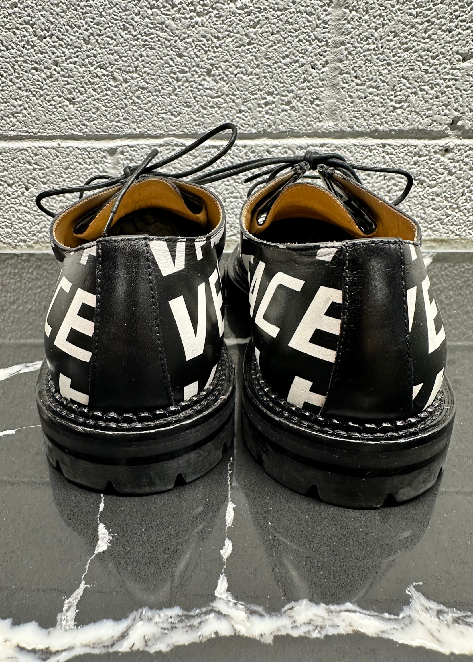 Versace Spellout Black Leather Brogues 42/9