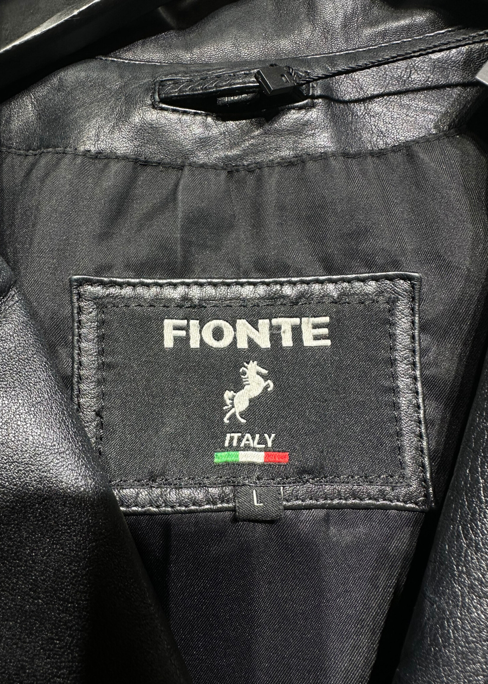 Fionte Black Leather Blazer Fem L