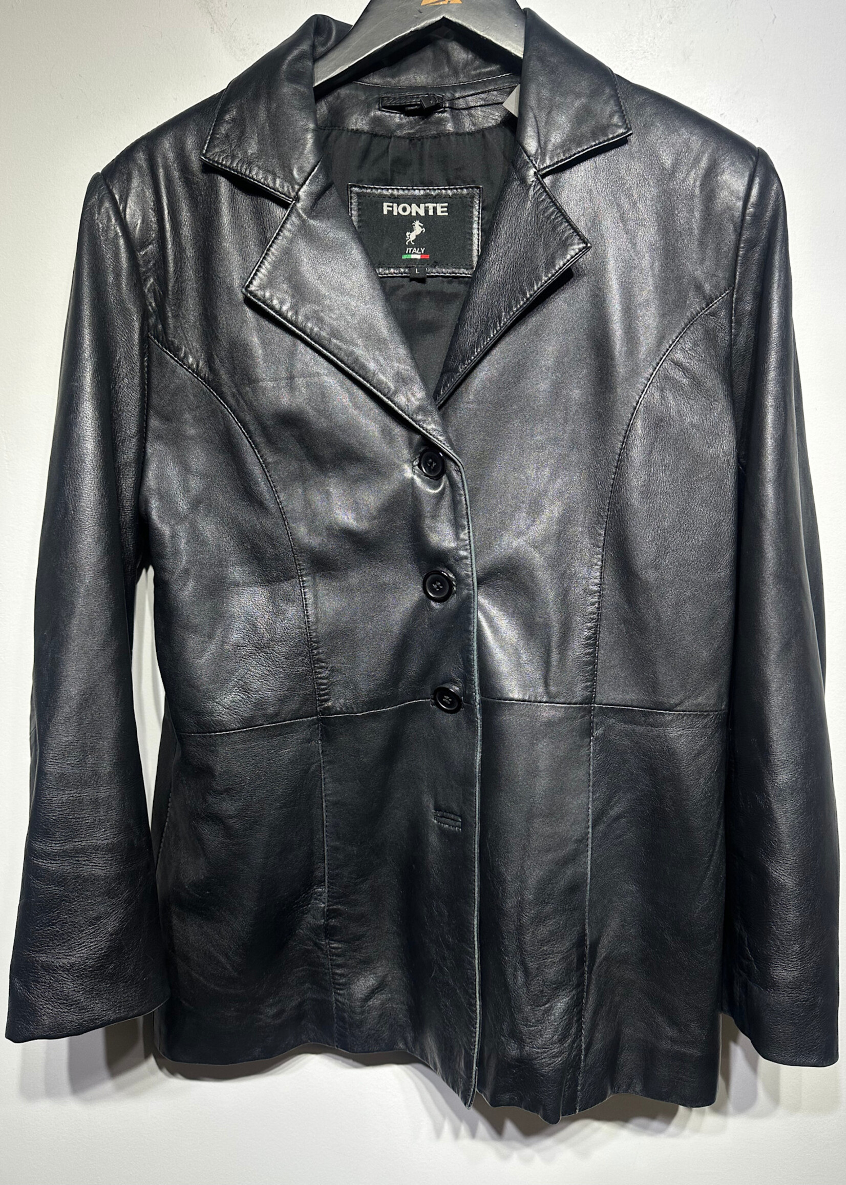 Fionte Black Leather Blazer Fem L