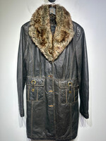 Donna Brown Leather Fur Lined Jacket L