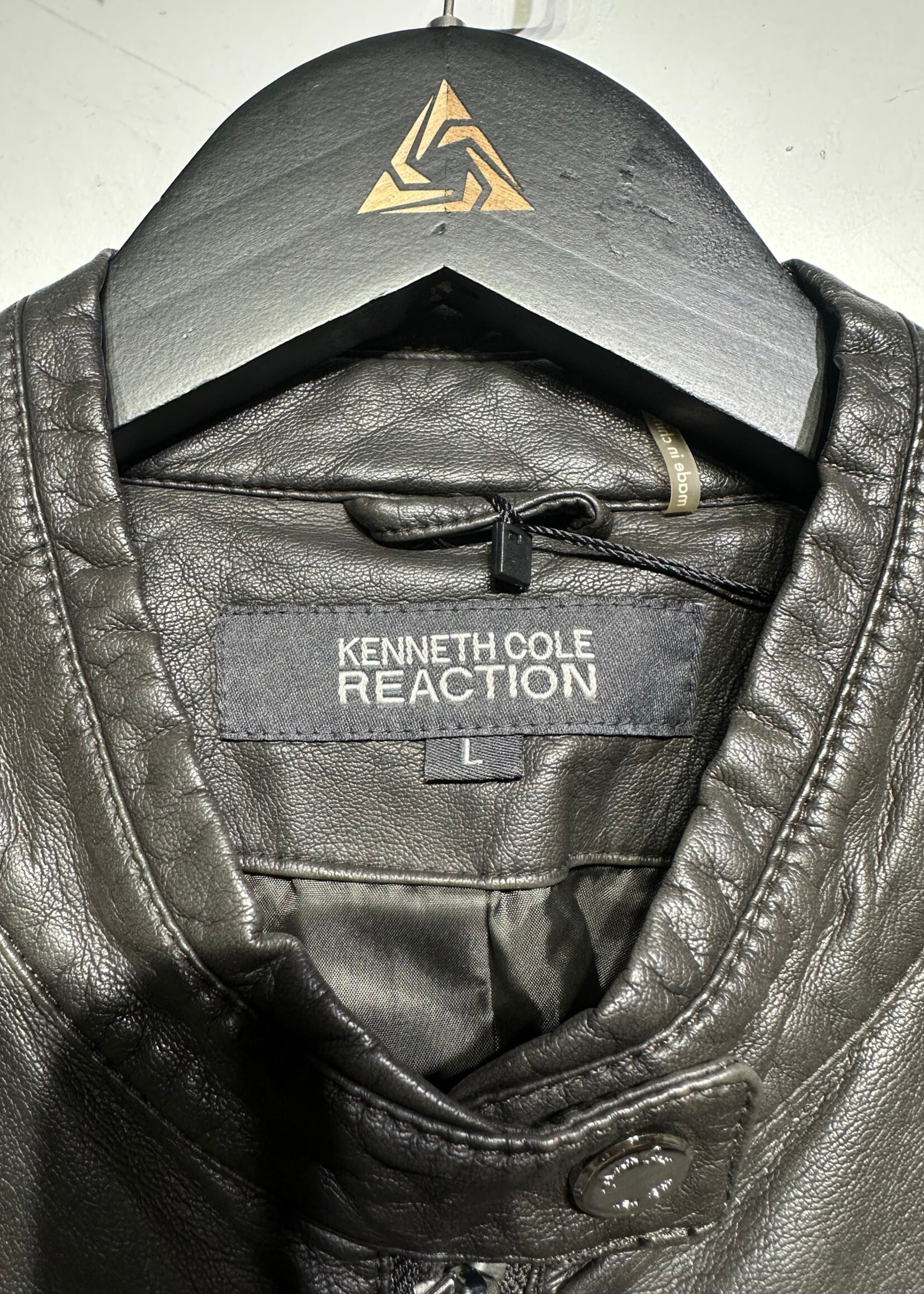 Kenneth Cole Reaction Brown Leather Jacket Fem L