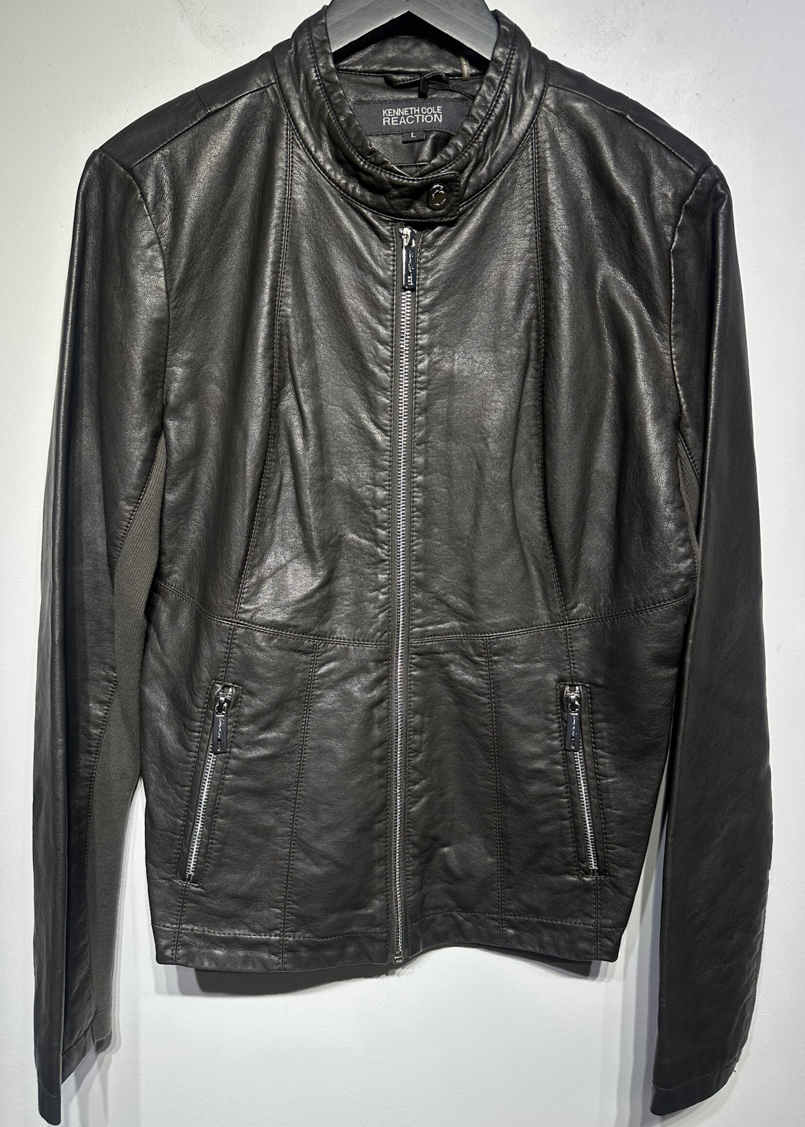 Kenneth Cole Reaction Brown Leather Jacket Fem L