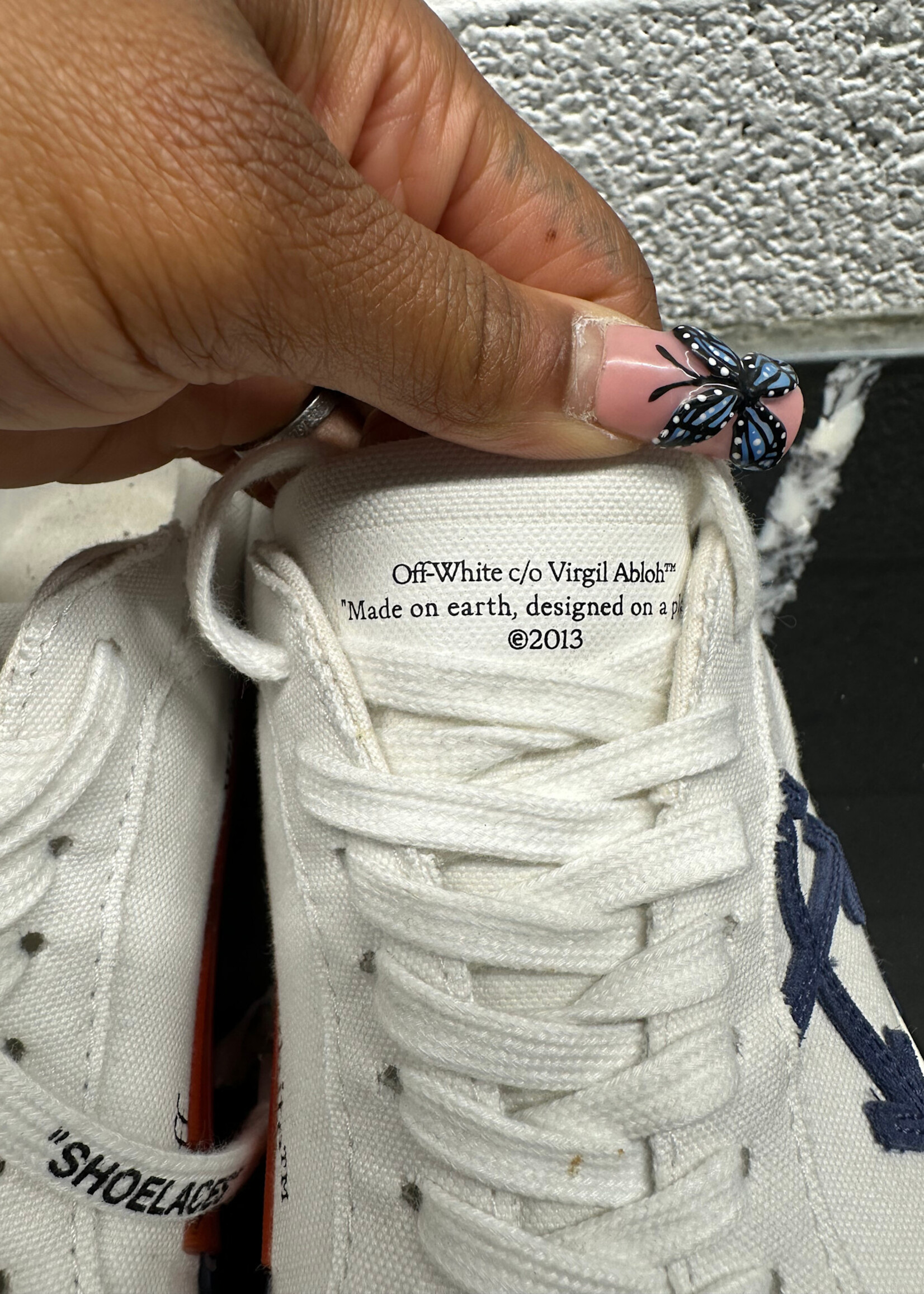 Off White Navy Logo Sneakers 43/Masc 10