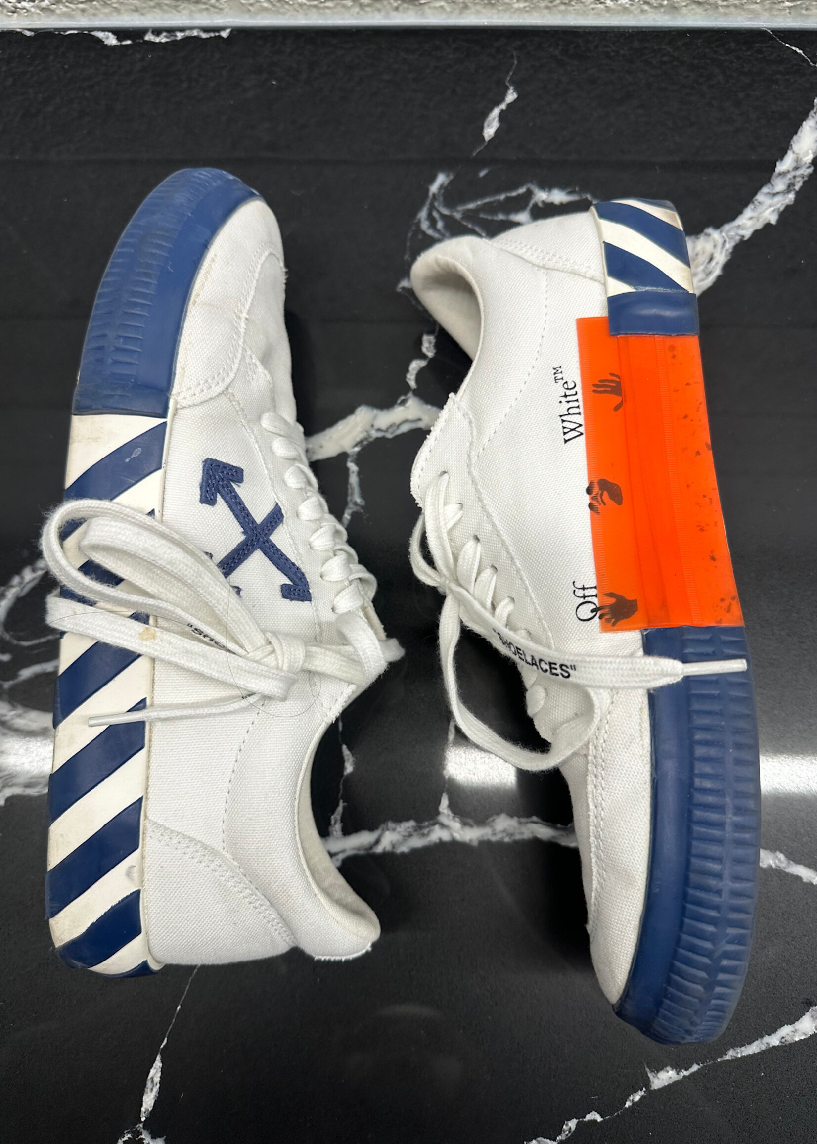 Off White Navy Logo Sneakers 43/Masc 10