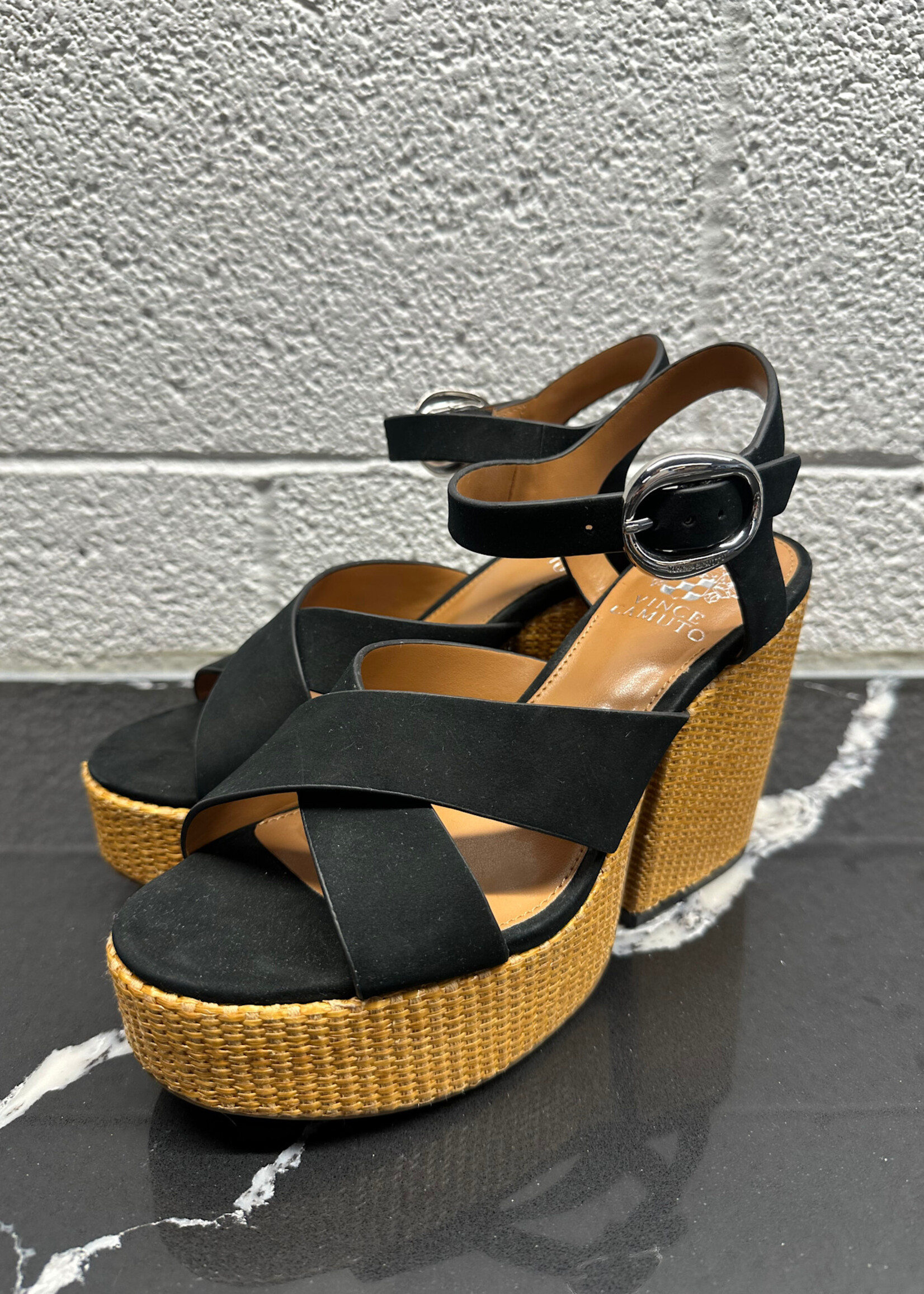 Vince Camuto Platform Cross Strap Heels Fem 8