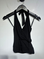Bebe Black Cross Halter Top XS