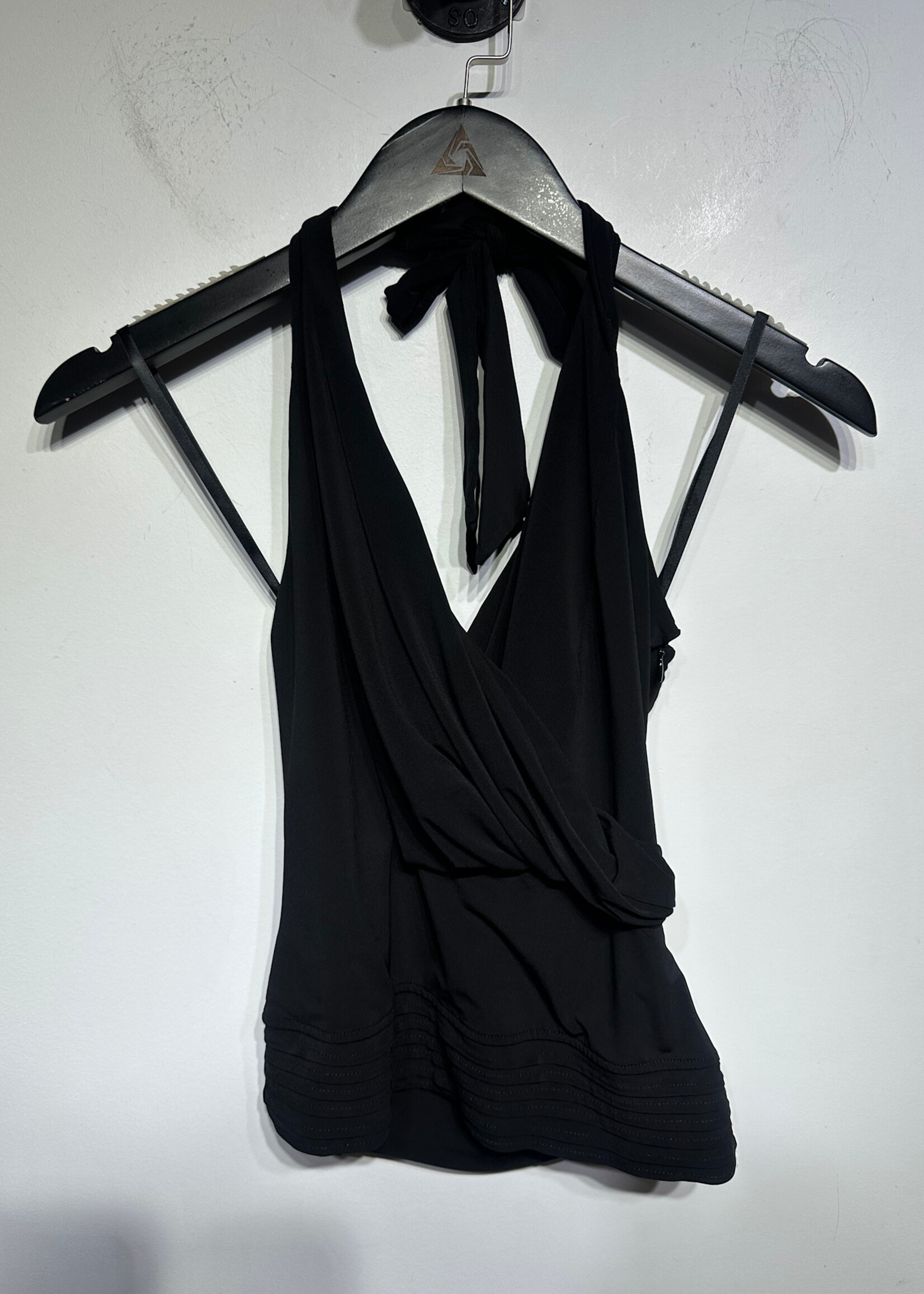 Bebe Black Cross Halter Top XS
