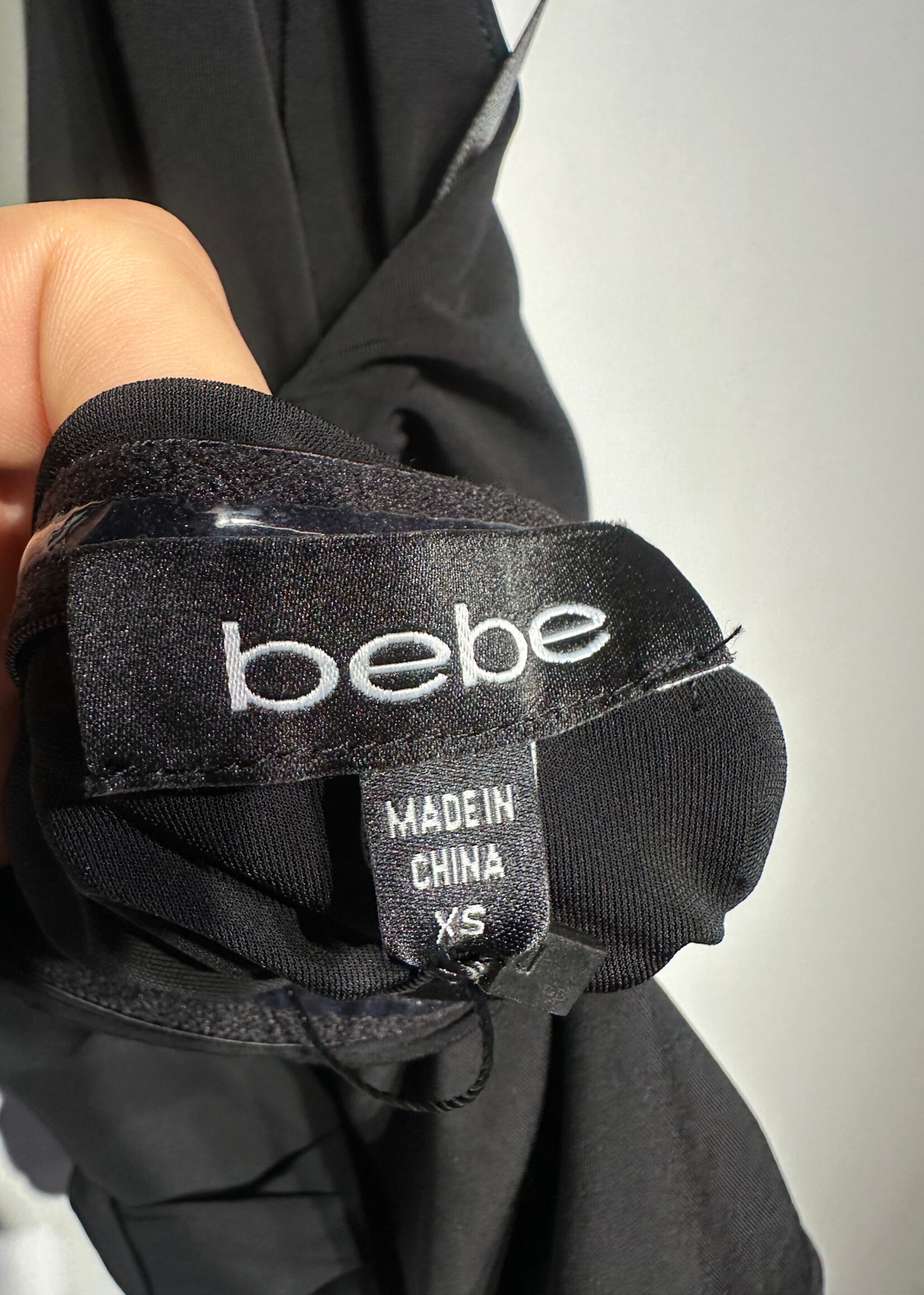 Bebe Black Cross Halter Top XS