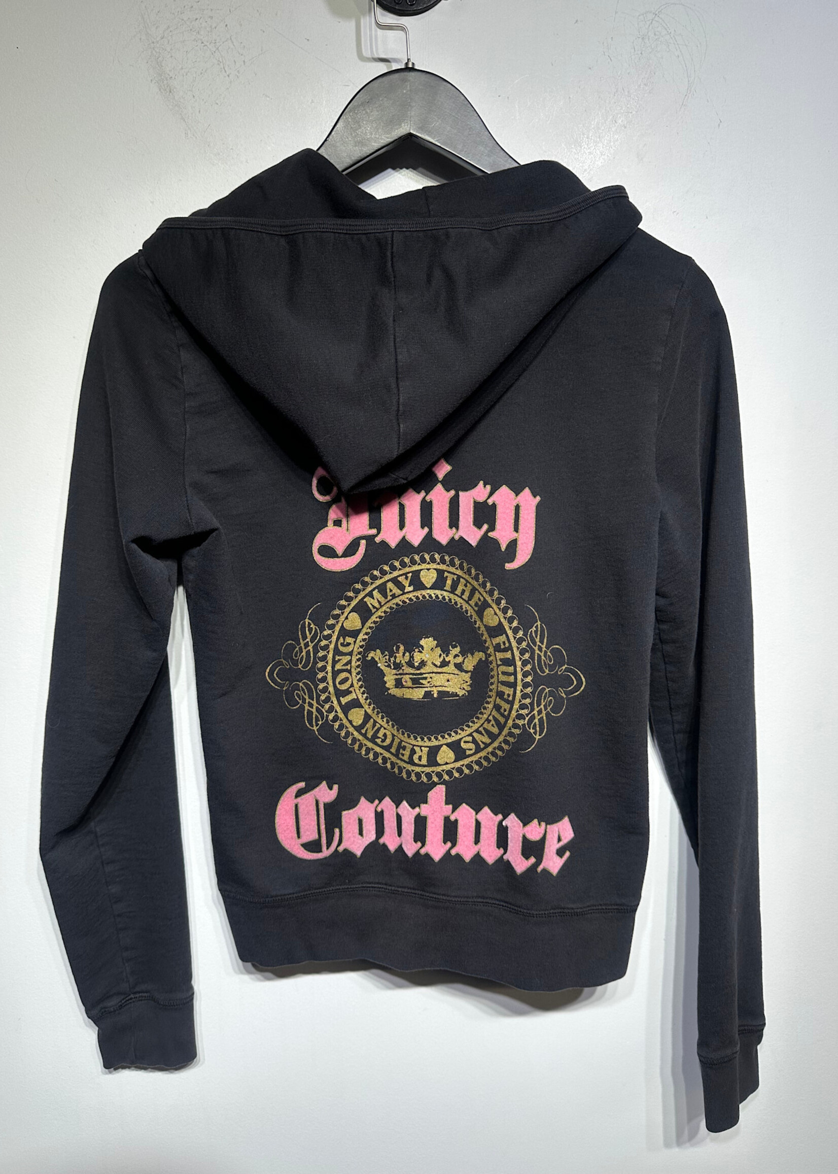 Juicy Couture Black Pink Zip Hoodie L