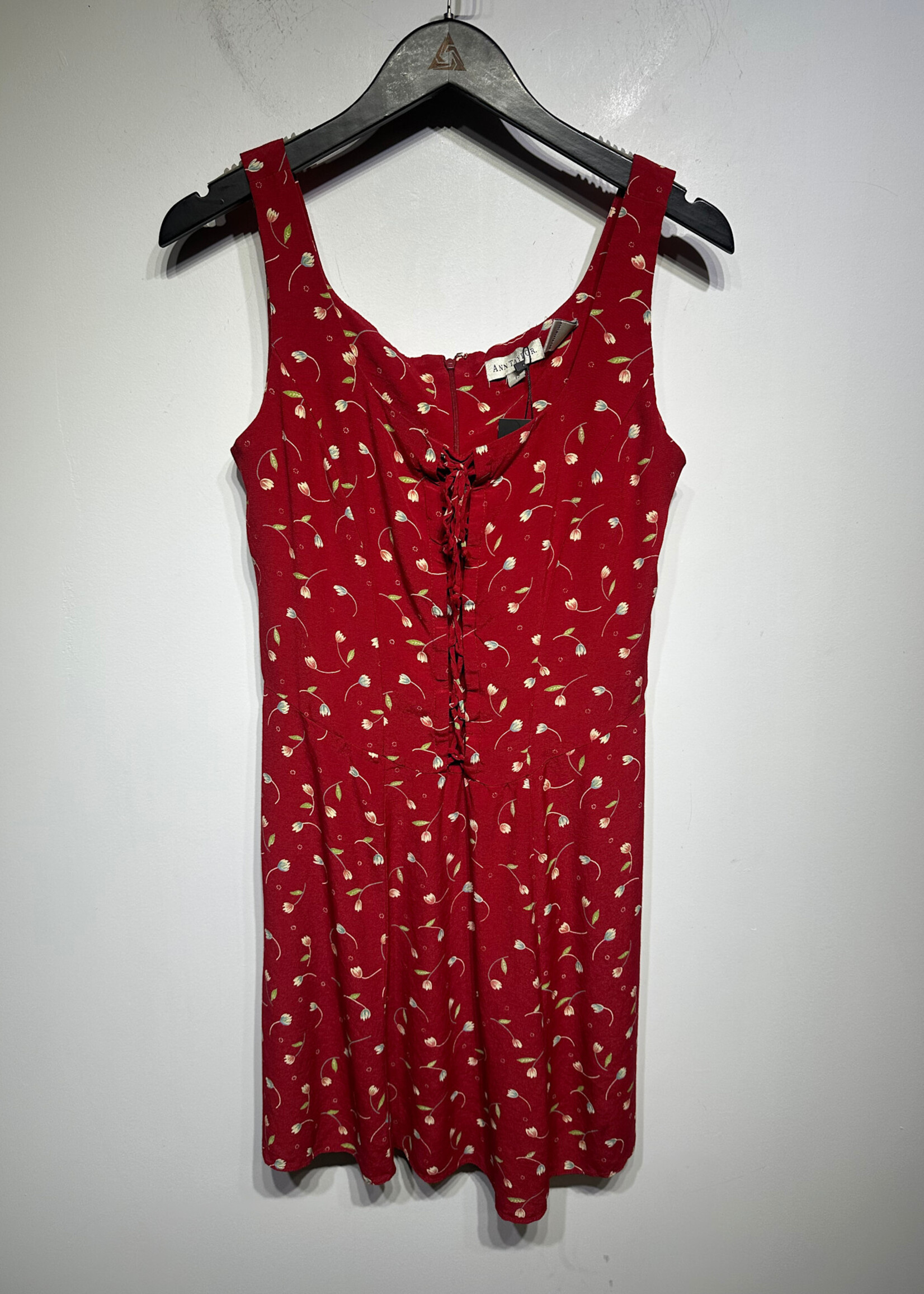 Ann Taylor Red Floral Vintage Dress L