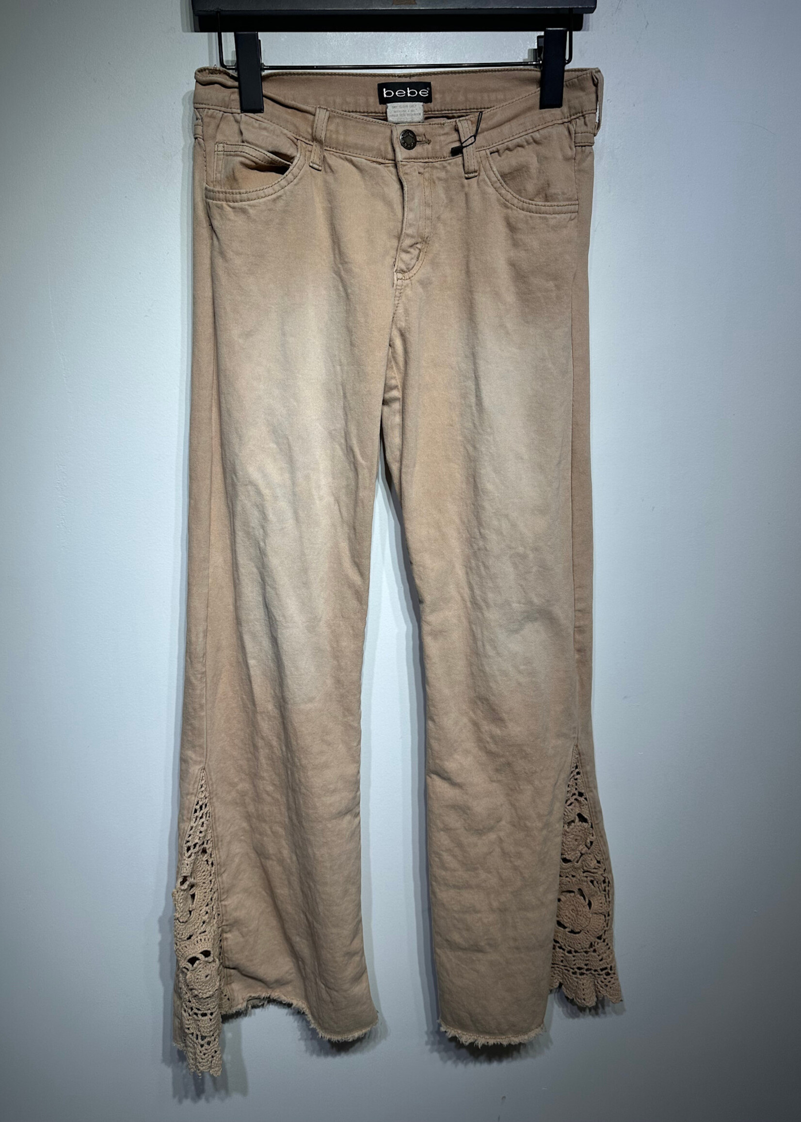 Bebe Tan Lace Flare Pants Fem 28