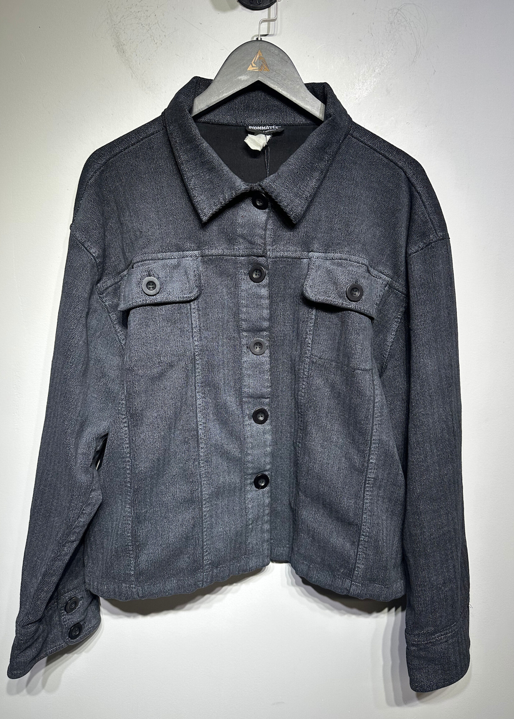 Roomates Cropped Button Up Jacket Black L