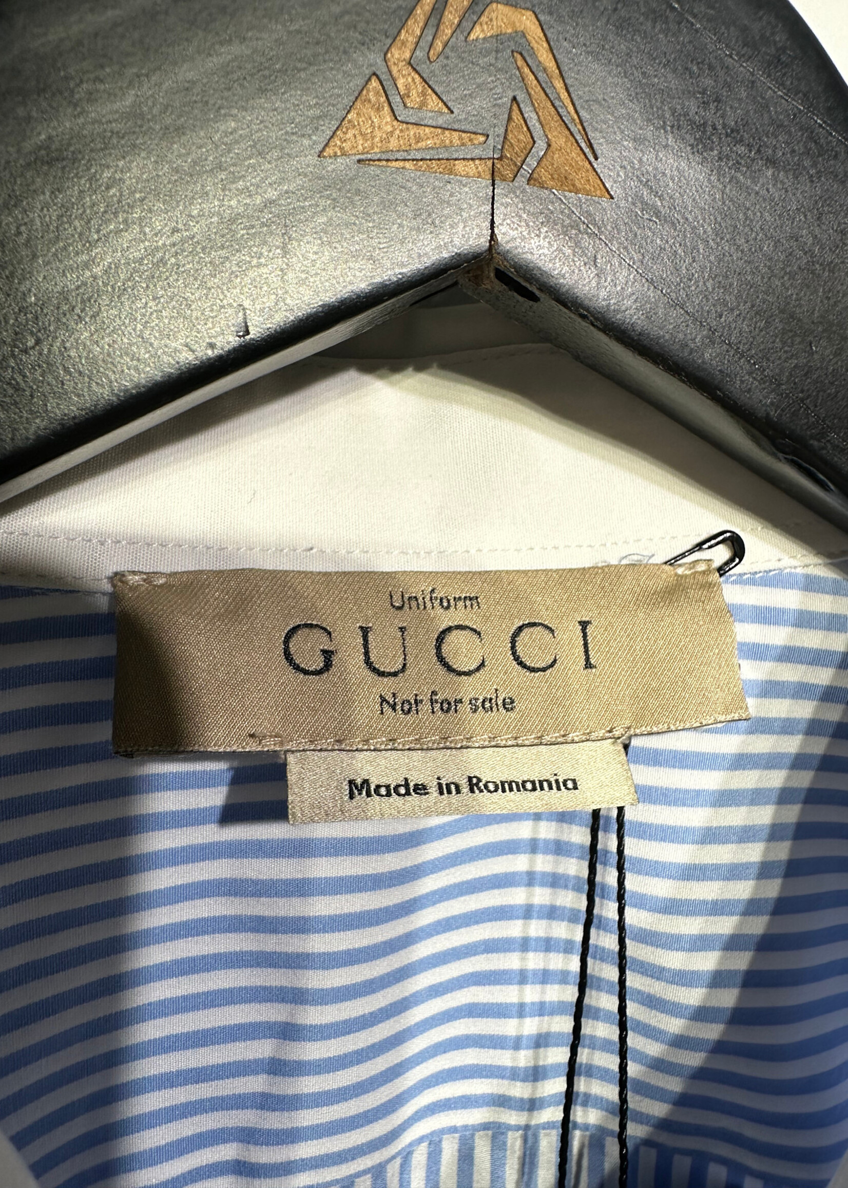 Gucci Uniform Blue Pinstripe LS Button Up XL