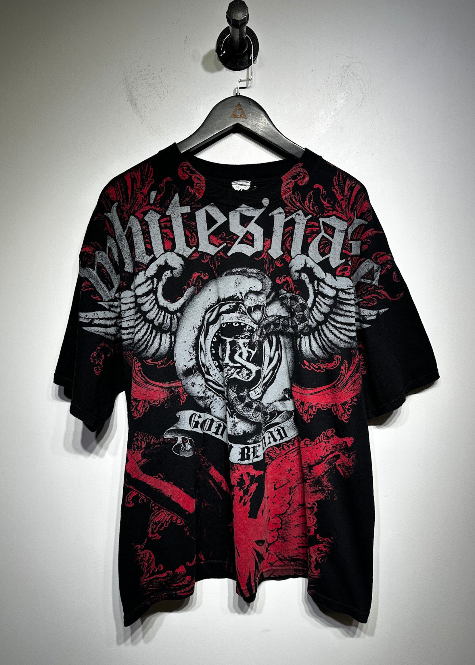 Whitesnake Grey Red All Over Graphic Tee XXL