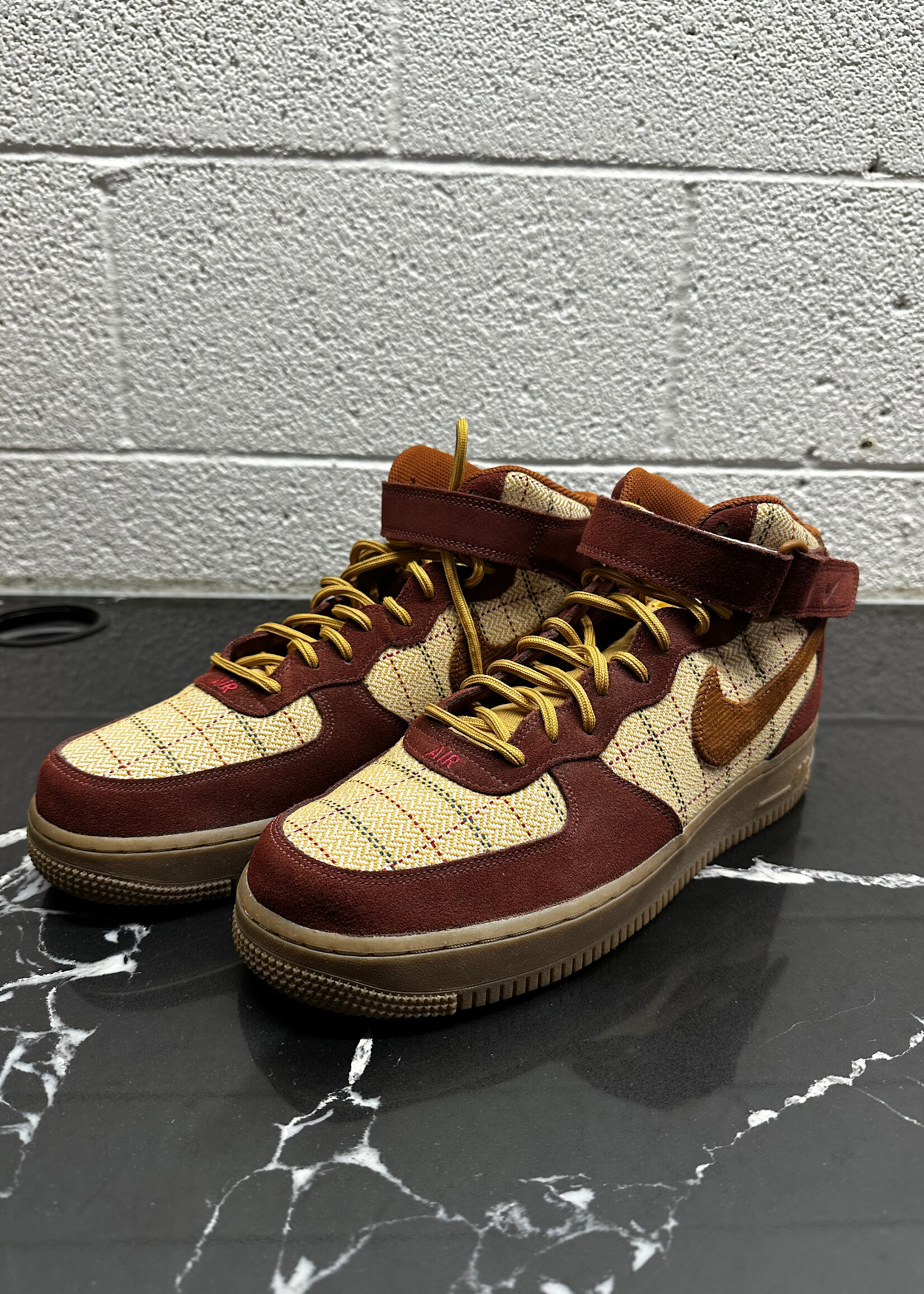 Nike AF1 Maroon Plaid High Tops 11