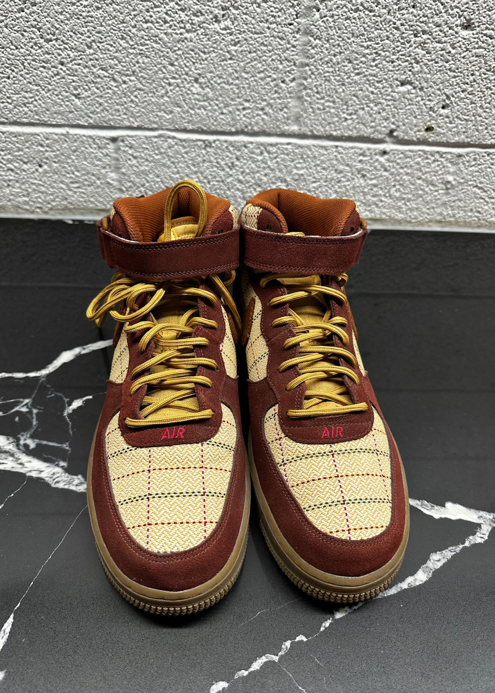 Nike AF1 Maroon Plaid High Tops 11