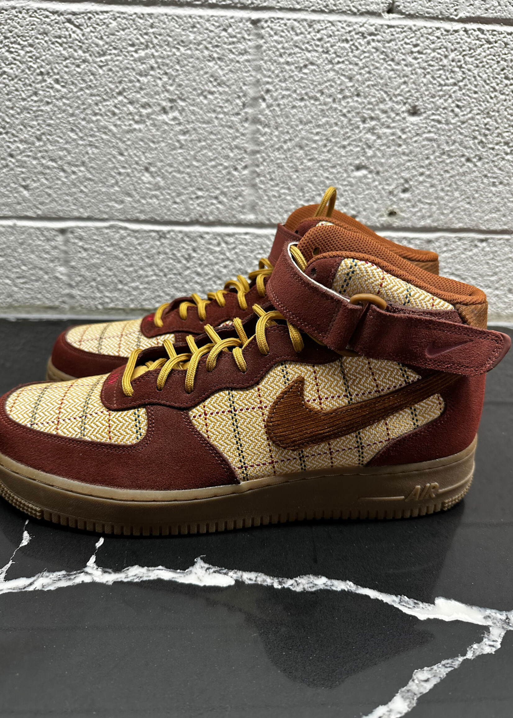 Nike AF1 Maroon Plaid High Tops 11