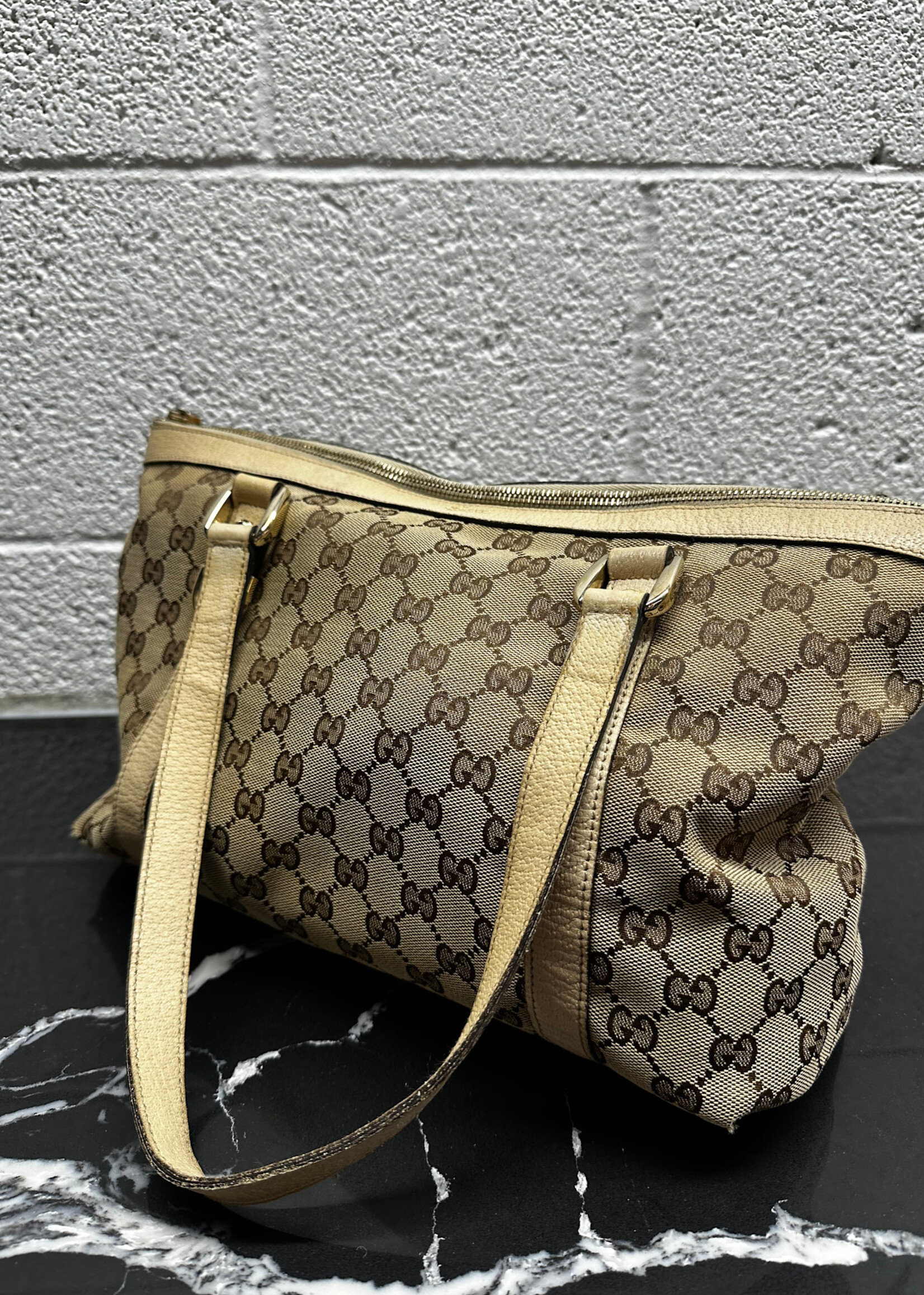 Gucci Abbey Leather Monogram Handbag