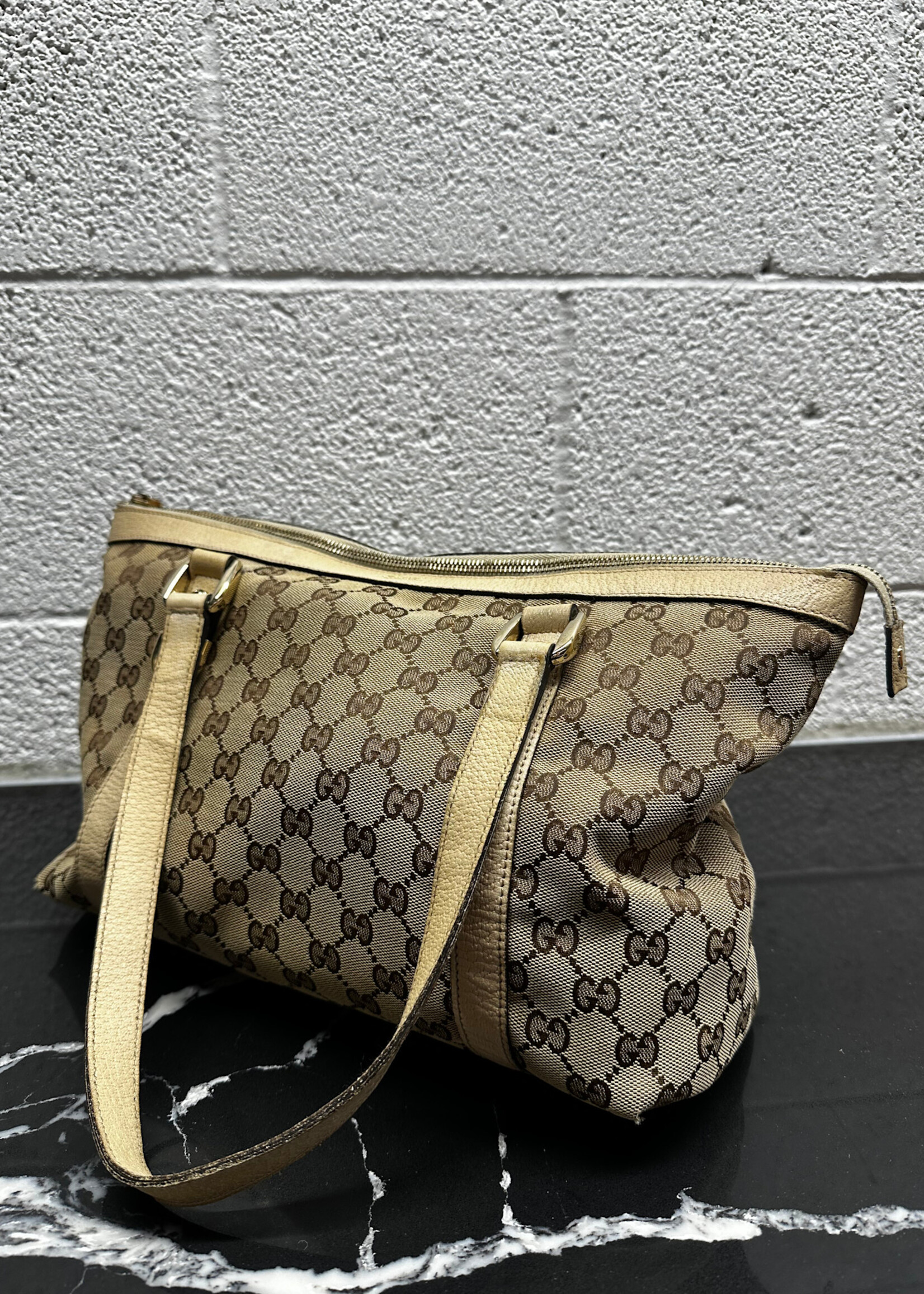 Gucci Abbey Leather Monogram Handbag