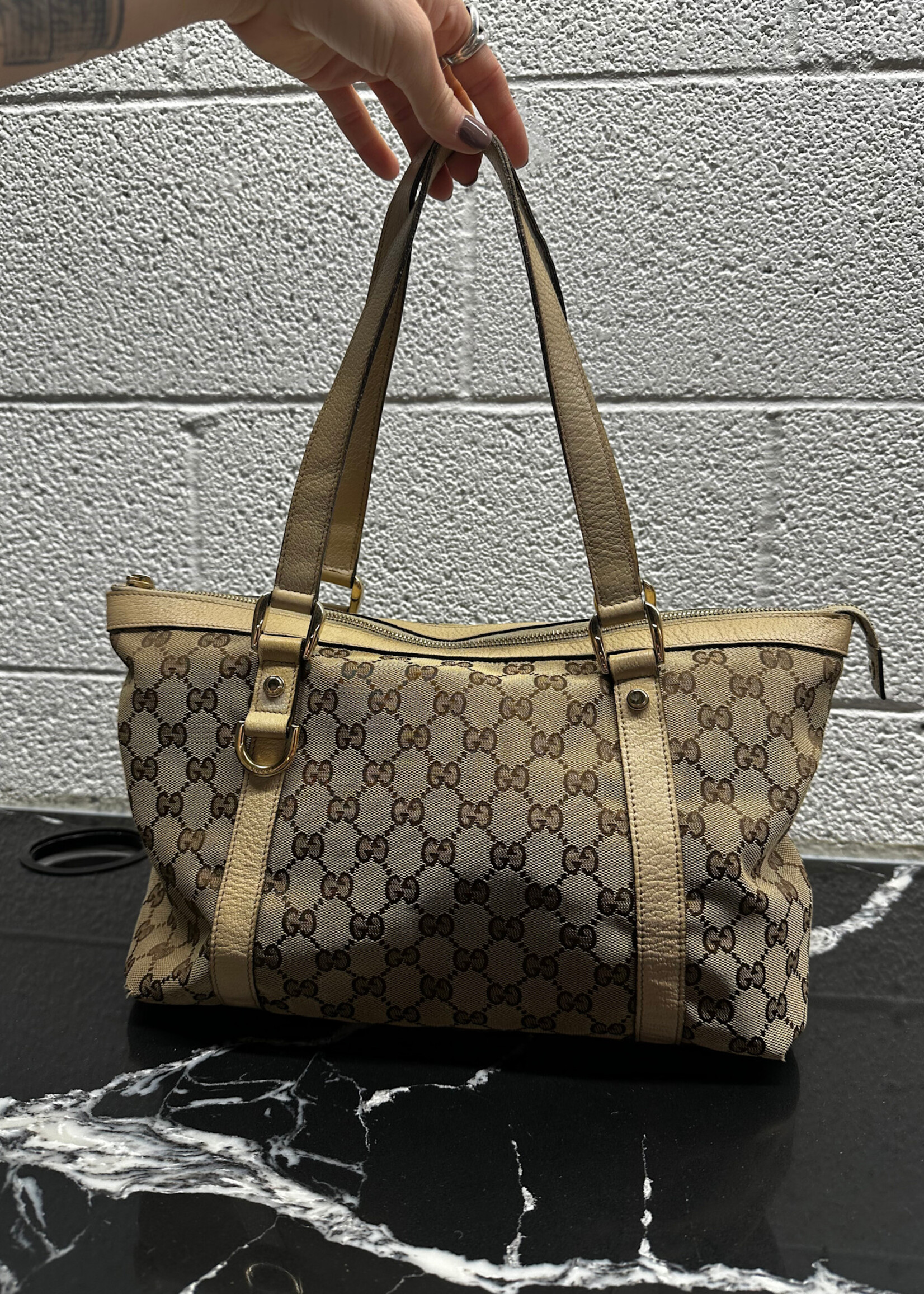Gucci Abbey Leather Monogram Handbag