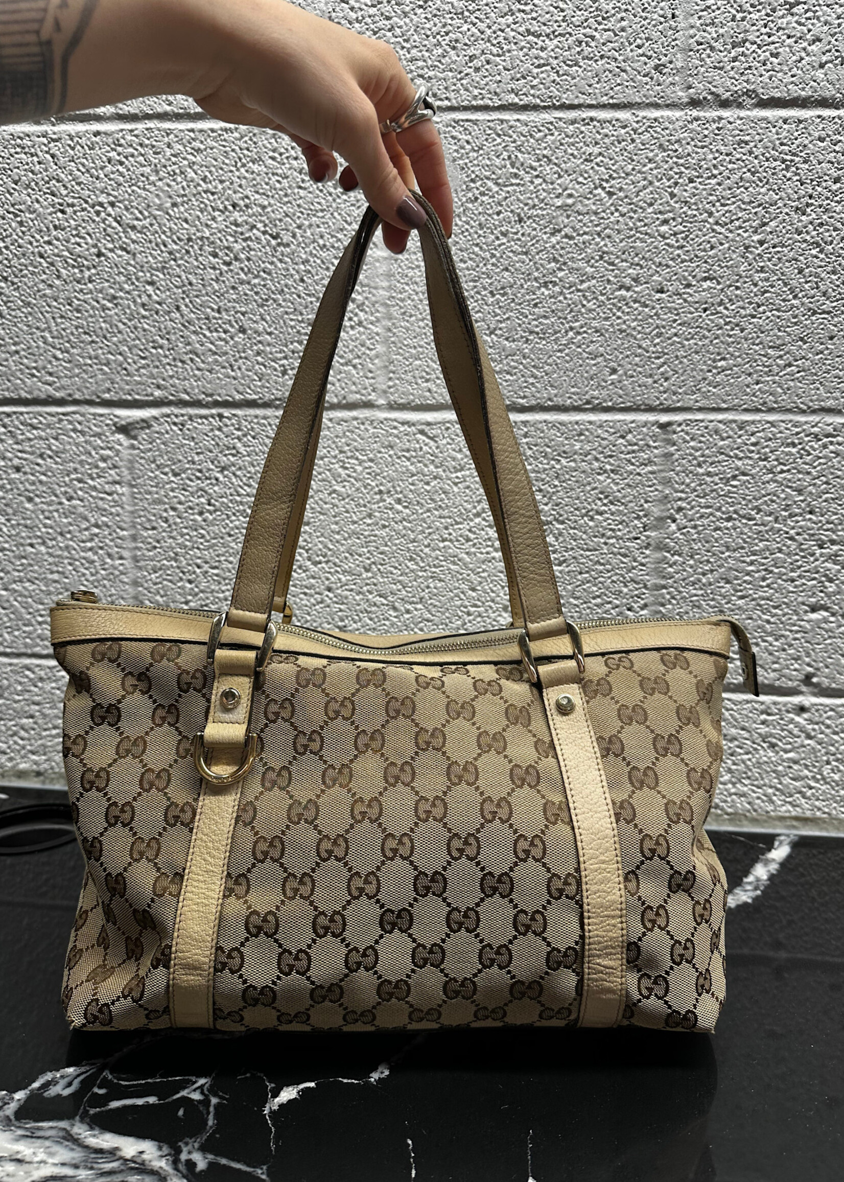 Gucci Abbey Leather Monogram Handbag