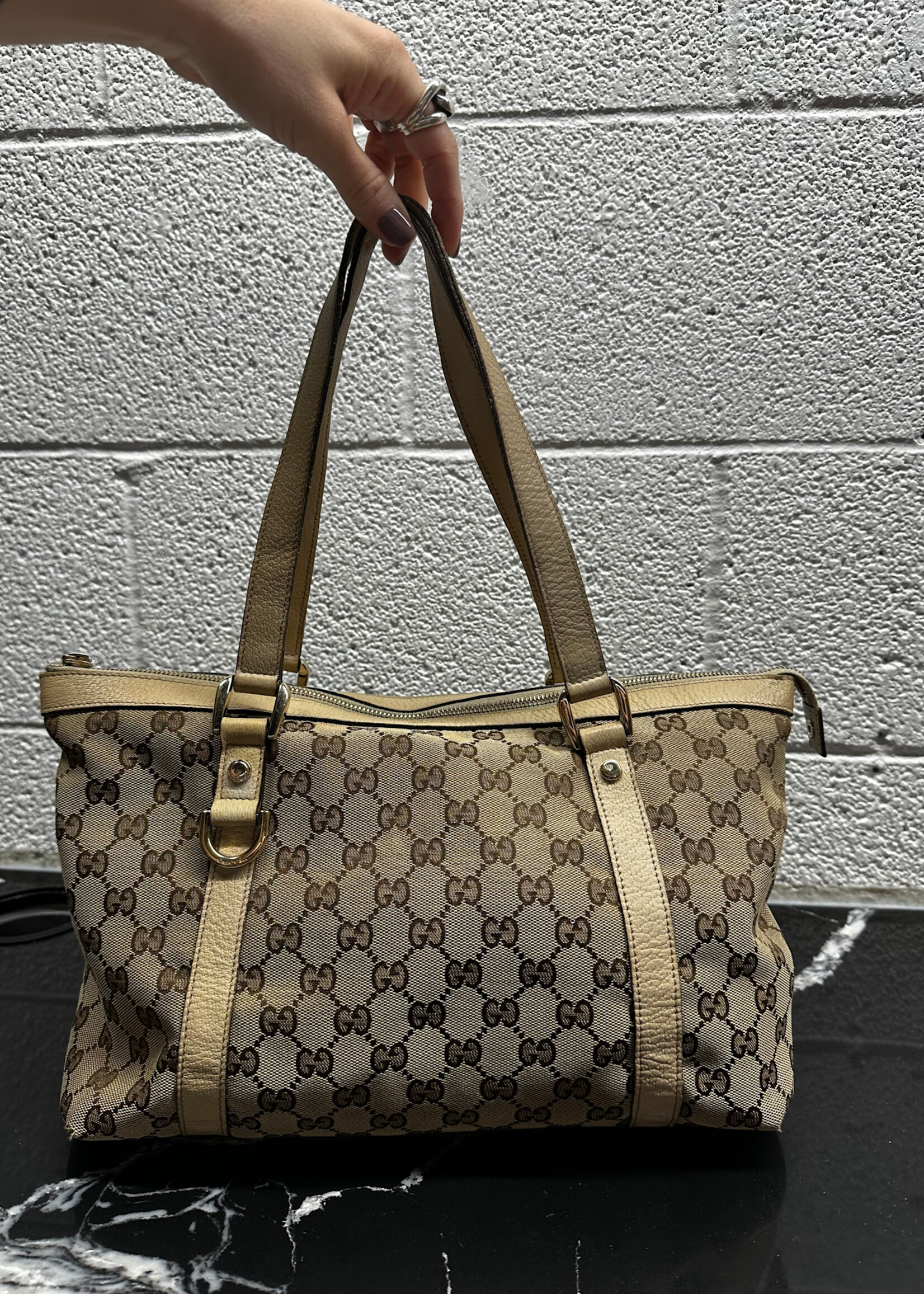 Gucci Abbey Leather Monogram Handbag