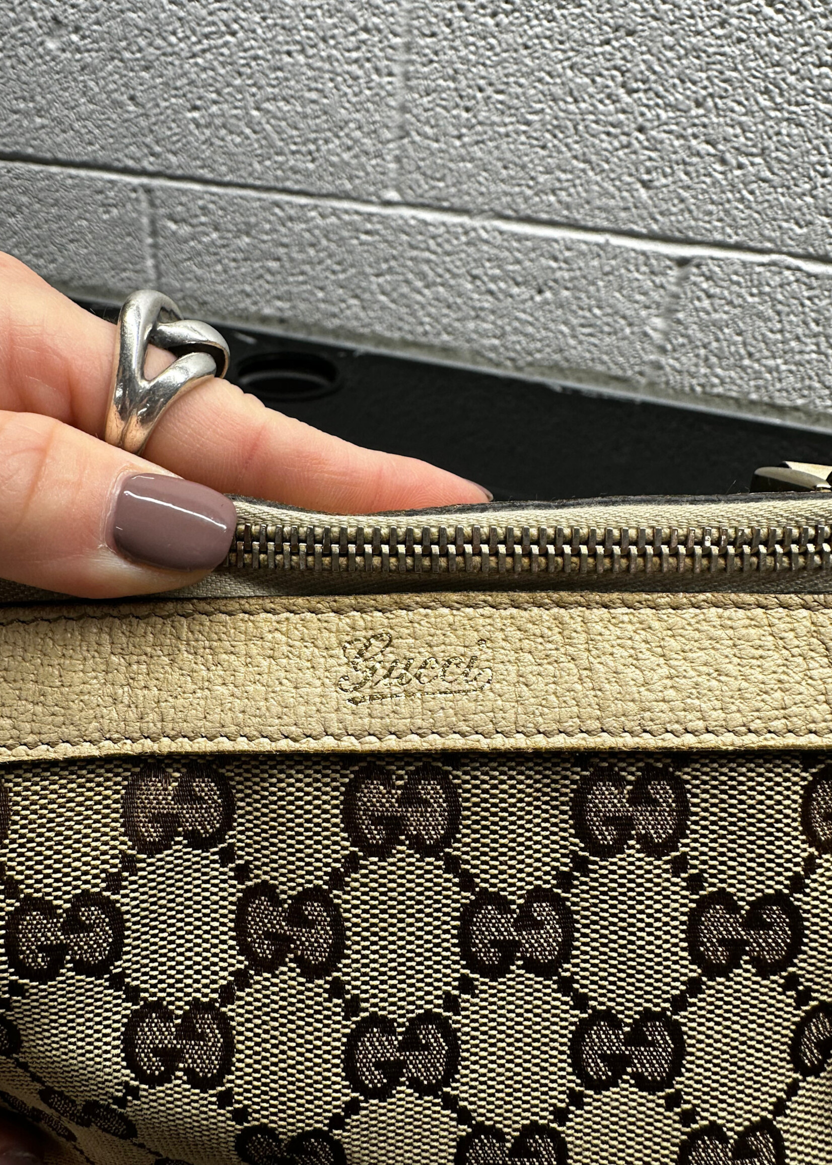 Gucci Abbey Leather Monogram Handbag