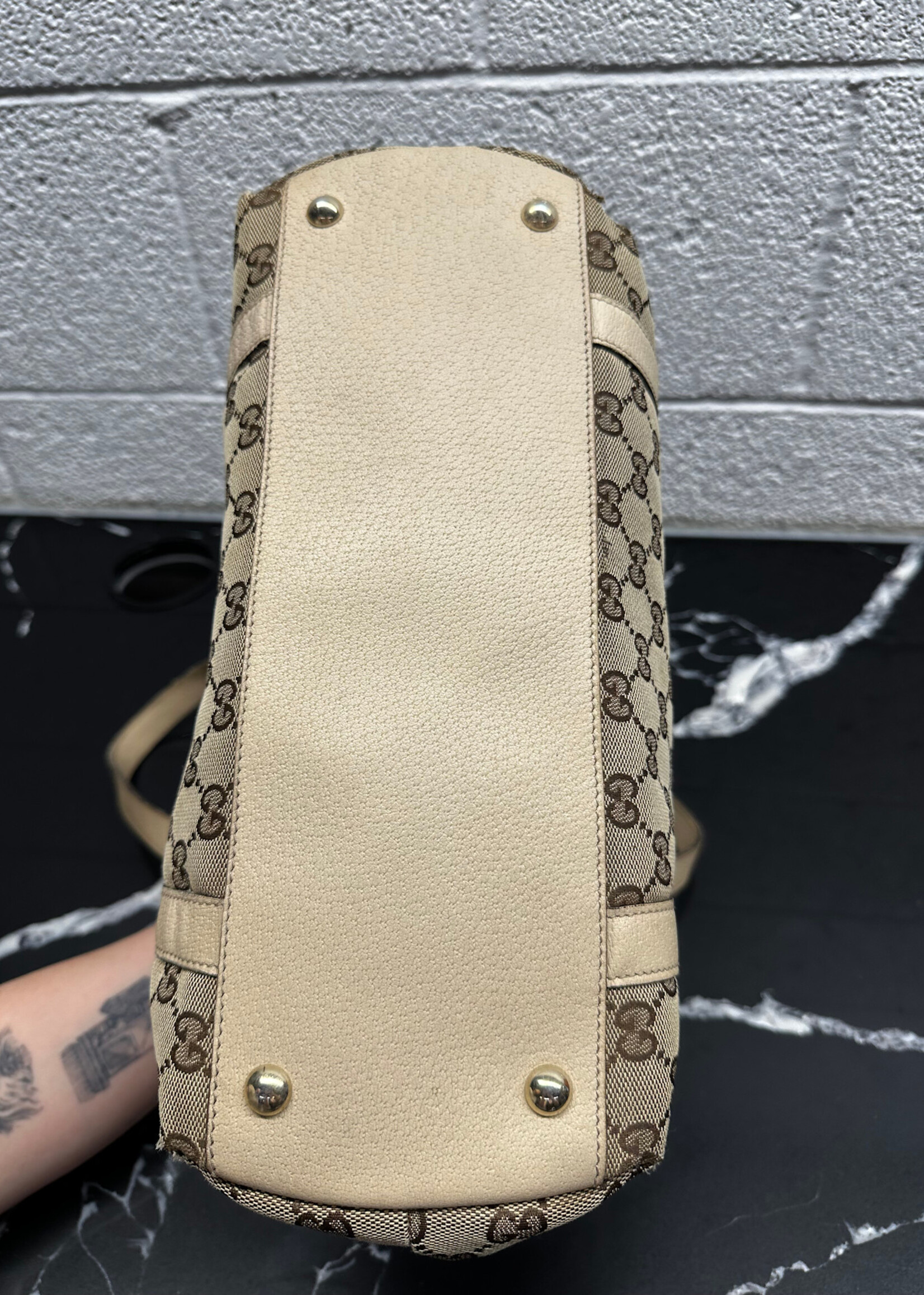 Gucci Abbey Leather Monogram Handbag