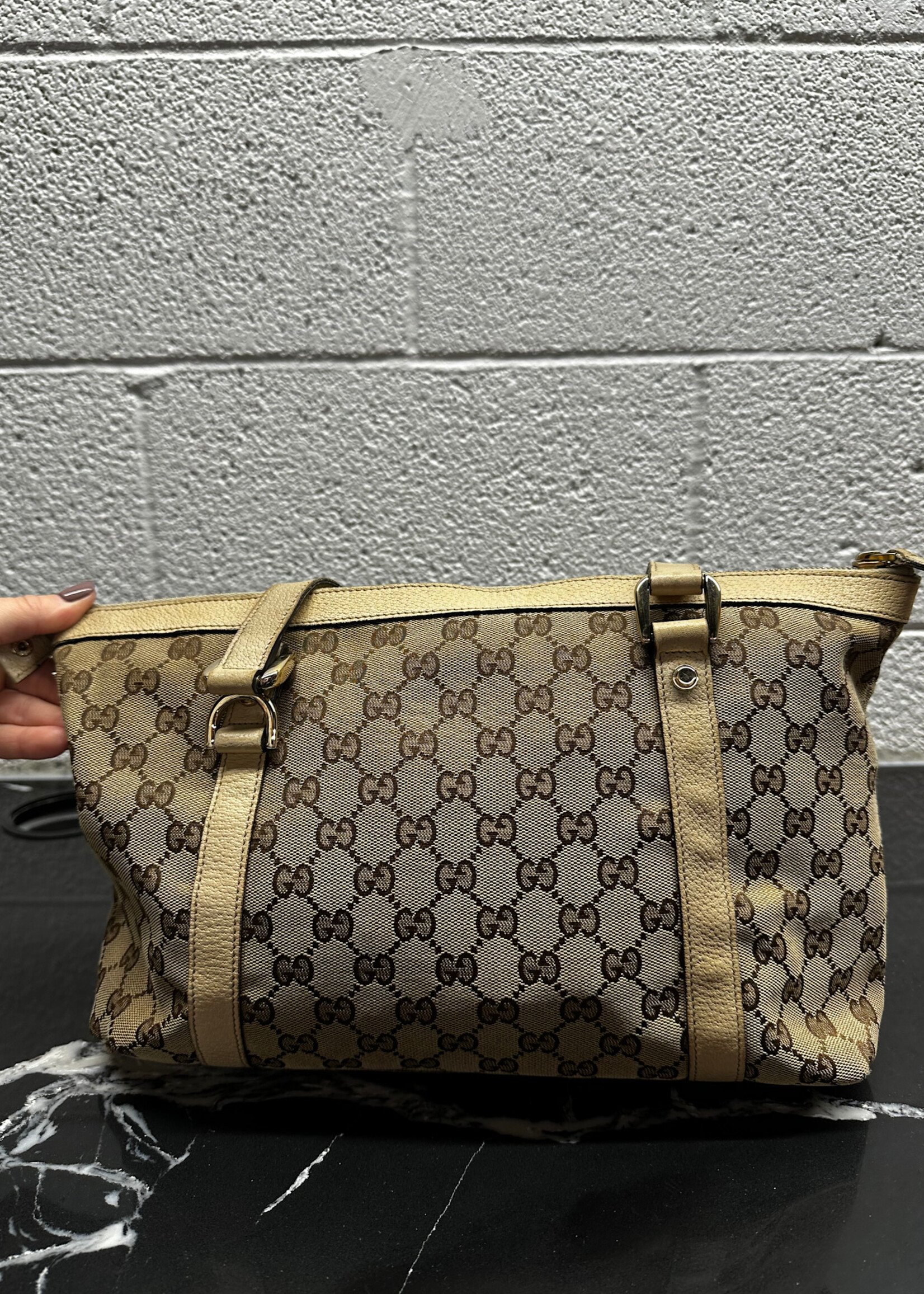 Gucci Abbey Leather Monogram Handbag